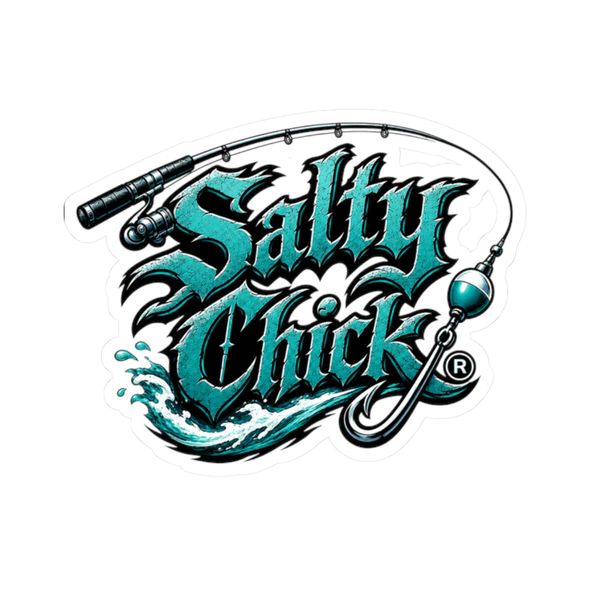 Salty Chick Fishing Rod Kiss-Cut Vinyl Sticker
