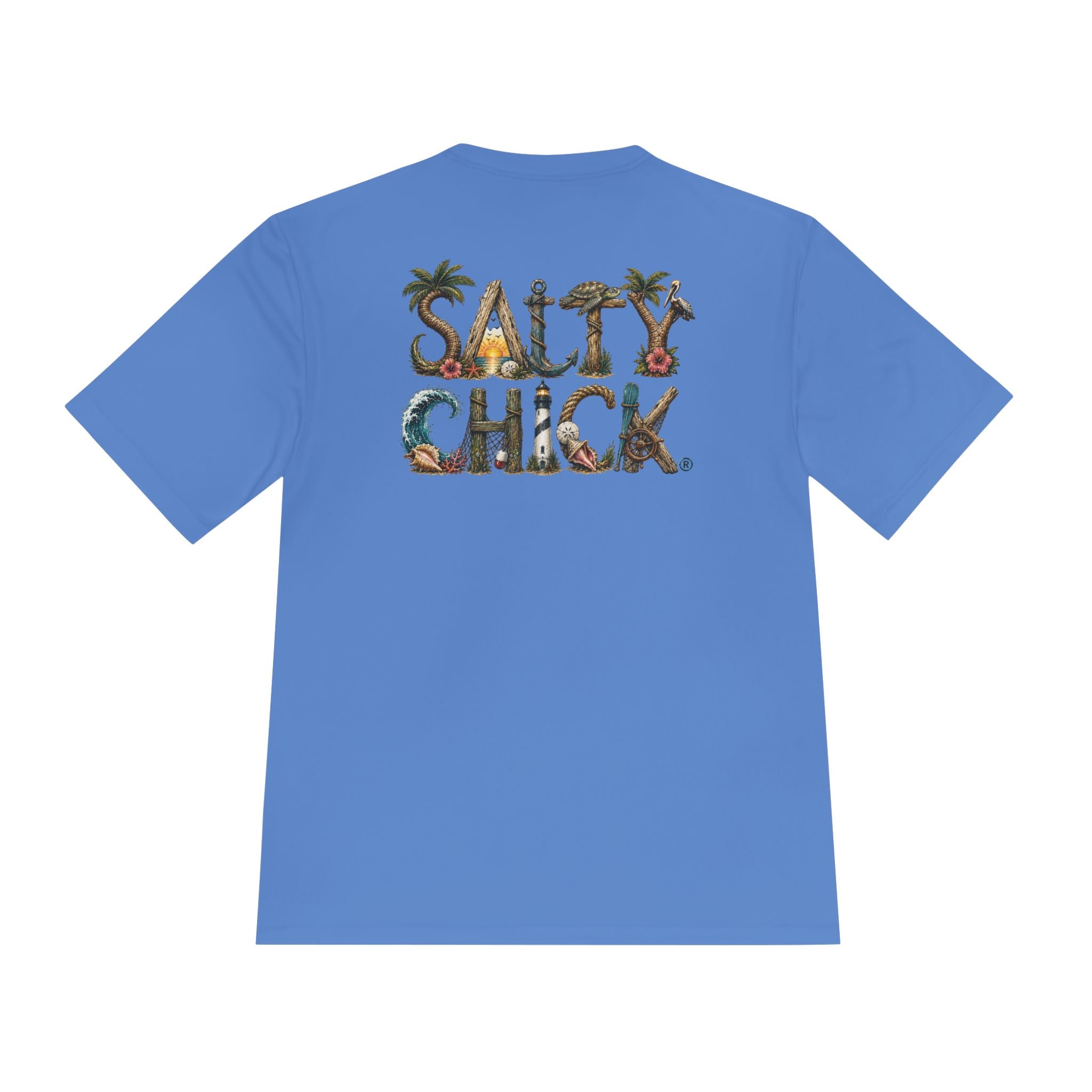 Salty Chick Lettering Moisture Wicking Short Sleeve – Coastal Life