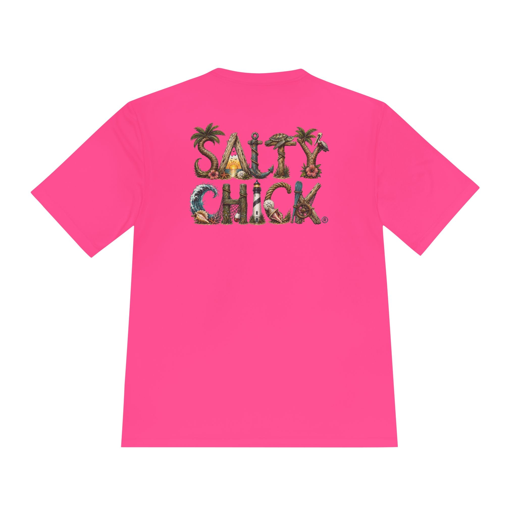 Salty Chick Lettering Moisture Wicking Short Sleeve – Coastal Life