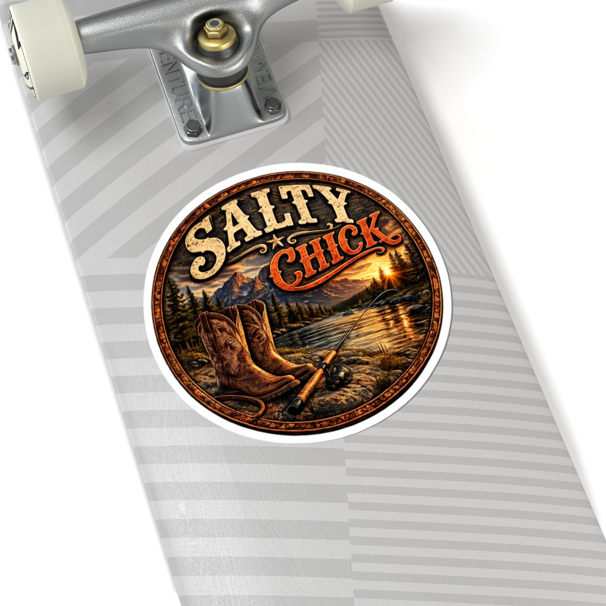 Salty Chick Boots & Fishing Pole Kiss-Cut Vinyl Sticker