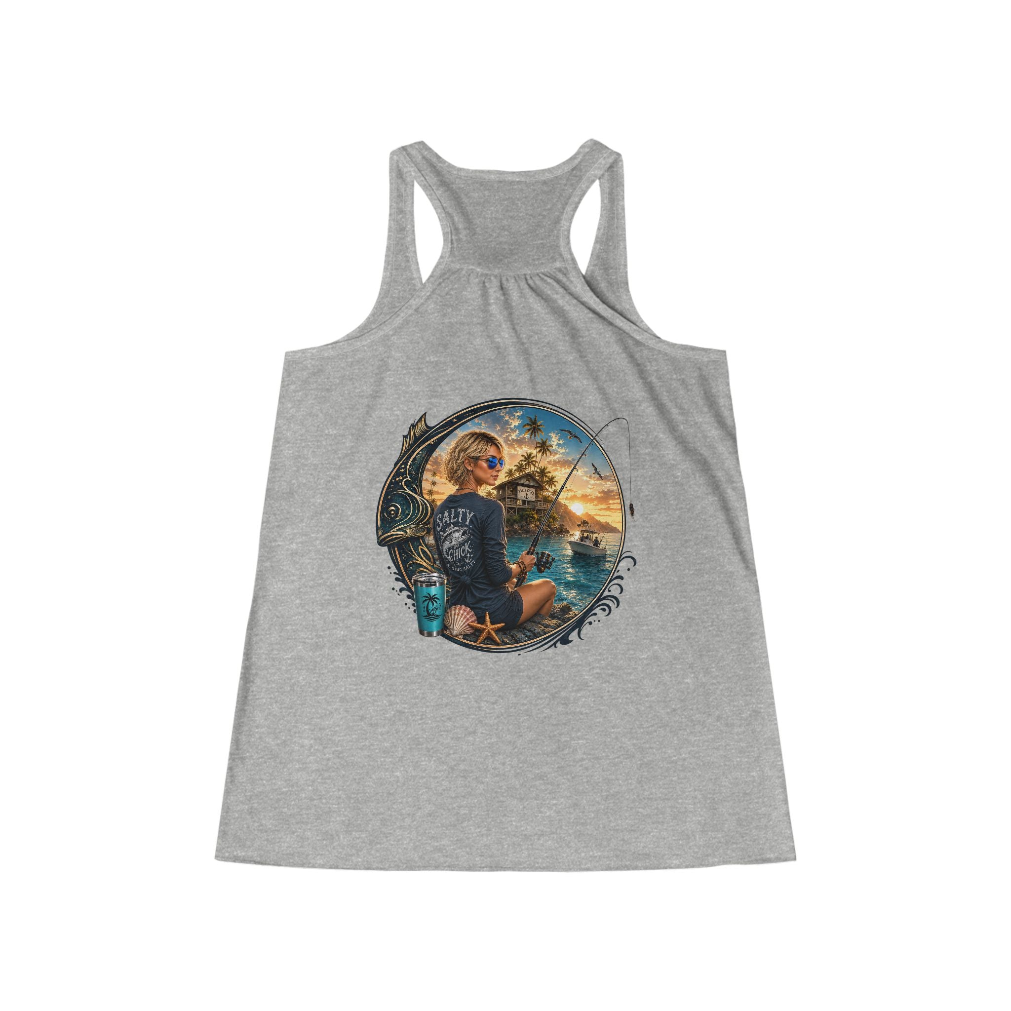 Salty Chick Sunset Palms Racerback Tank – Fishing