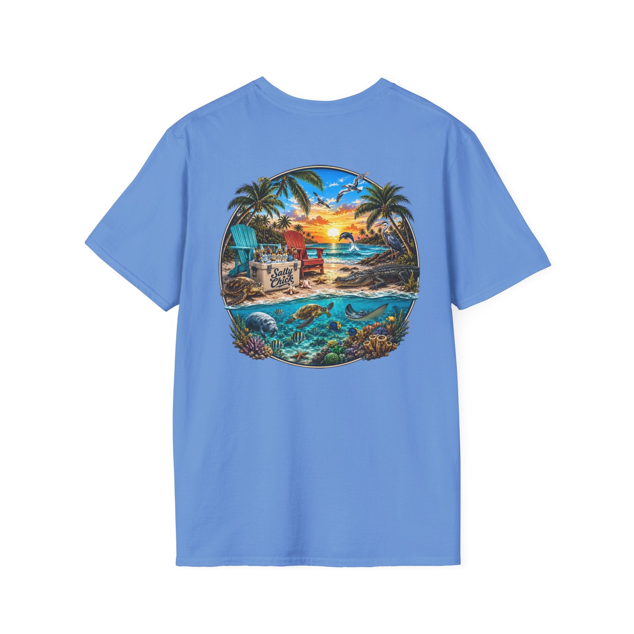 Salty Chick Beach Scene Cotton Tee – Coastal Life