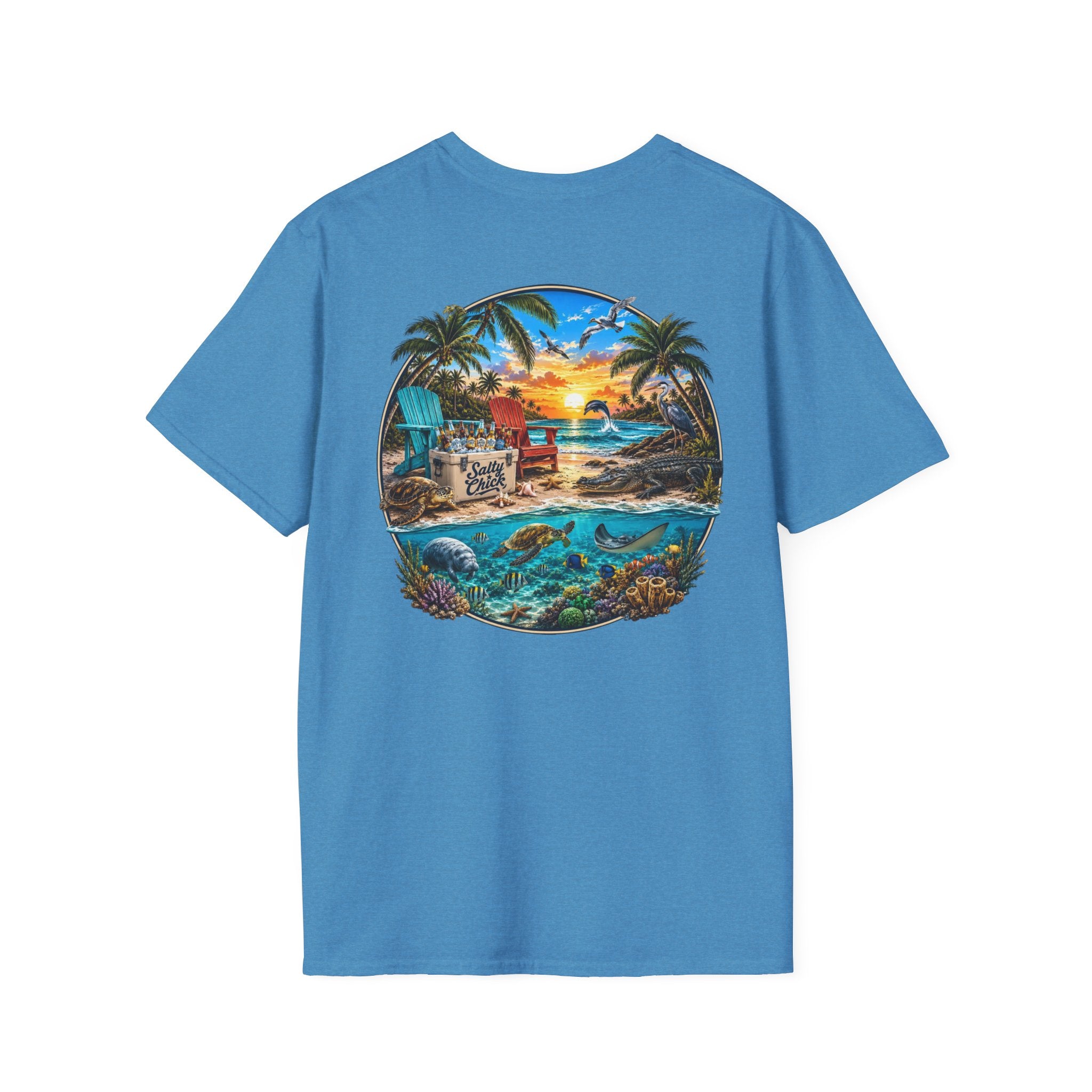Salty Chick Beach Scene Cotton Tee – Coastal Life