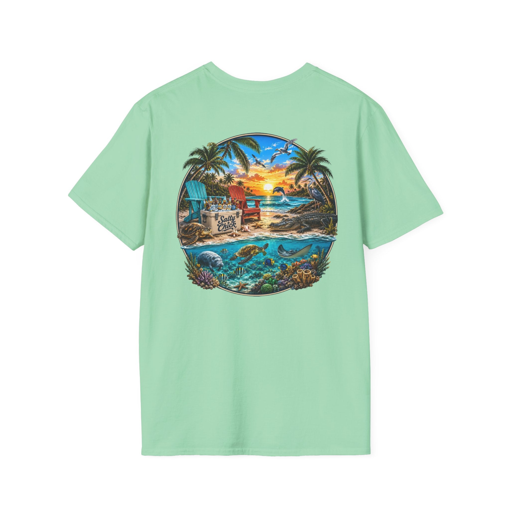Salty Chick Beach Scene Cotton Tee – Coastal Life