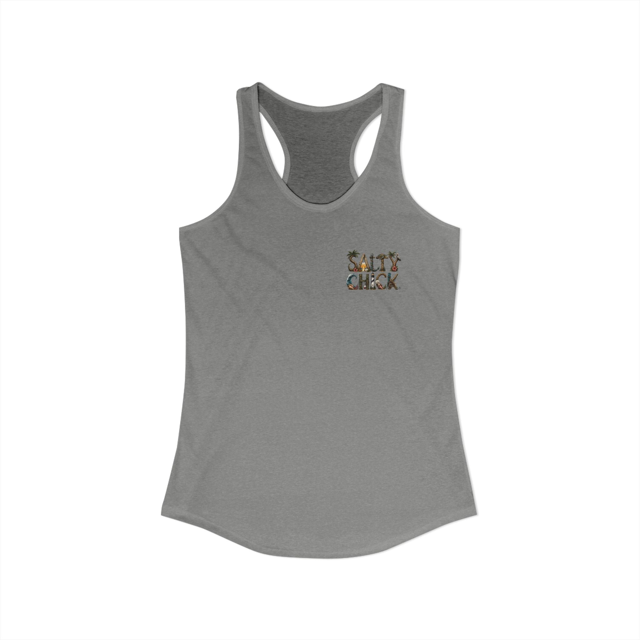 Performance Racerback Tank-Diver's Salty Chick lettering
