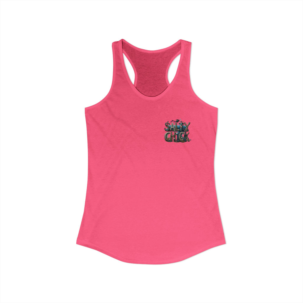 Performance Racerback Tank-Diver's Salty Chick lettering