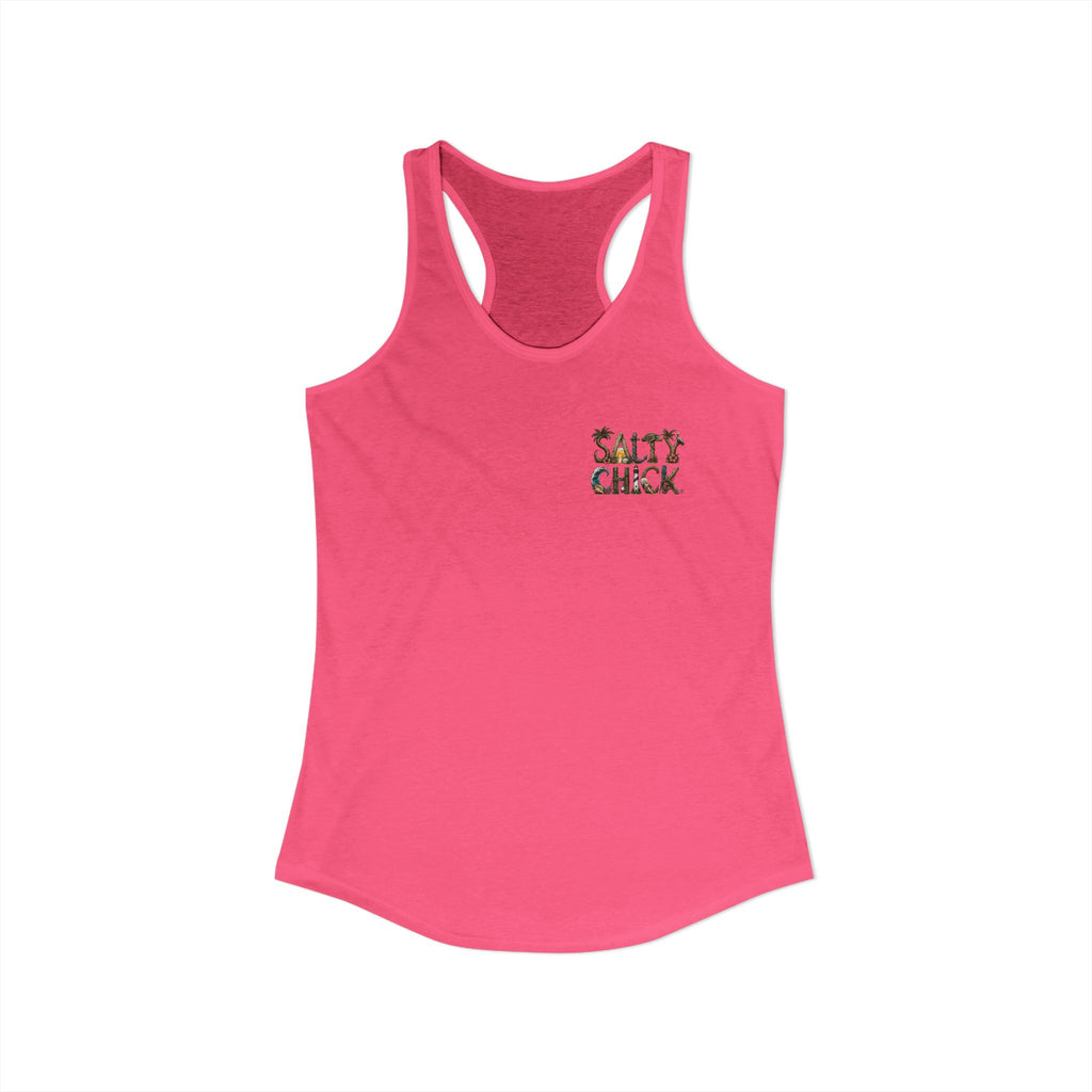 Performance Racerback Tank-Land Salty Chick lettering