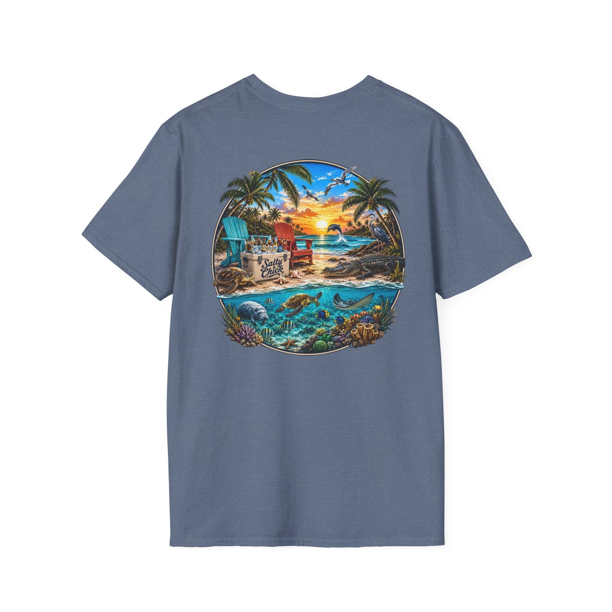Salty Chick Beach Scene Cotton Tee – Coastal Life