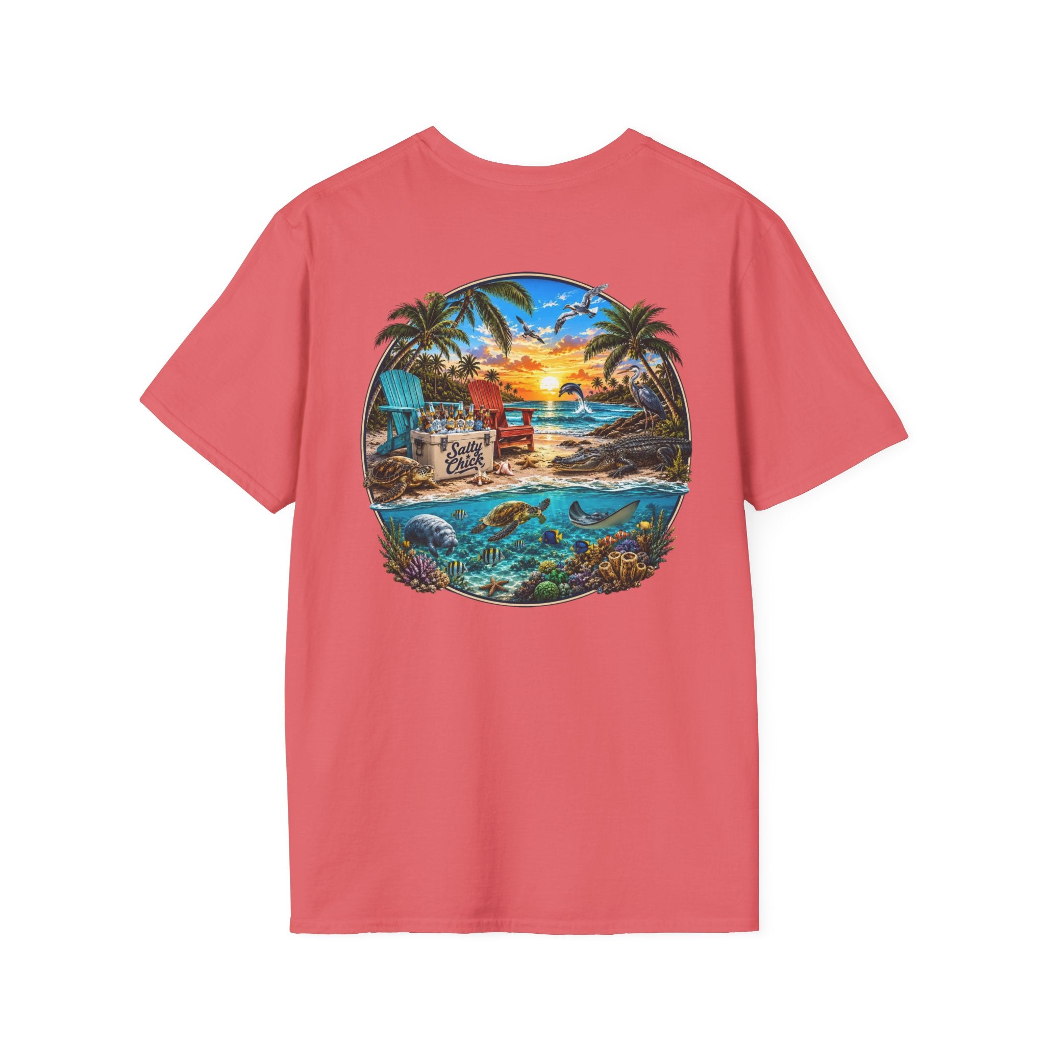 Salty Chick Beach Scene Cotton Tee – Coastal Life