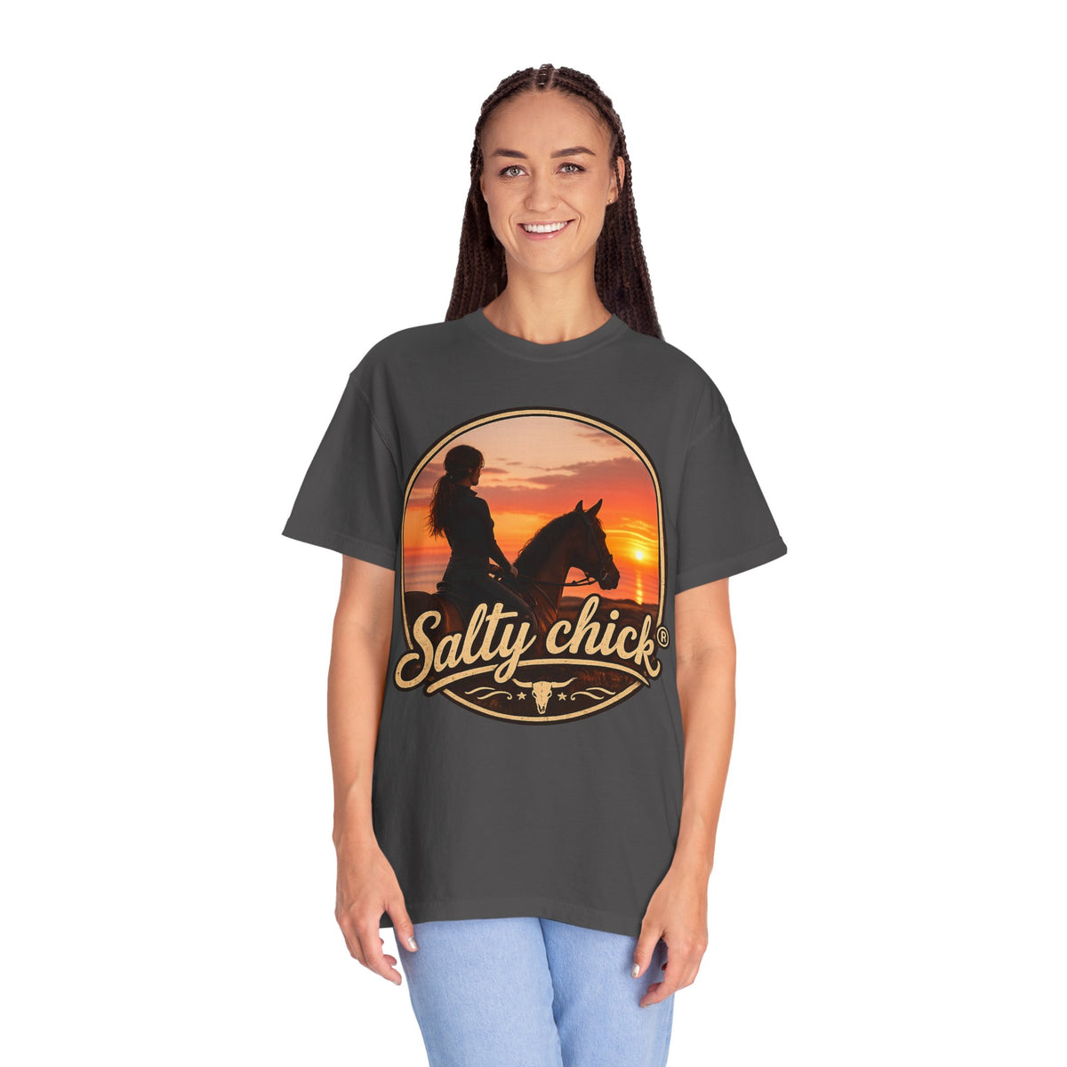 Salty Chick Sunset Ride Garment-Dyed Cotton Tee – Coastal Life