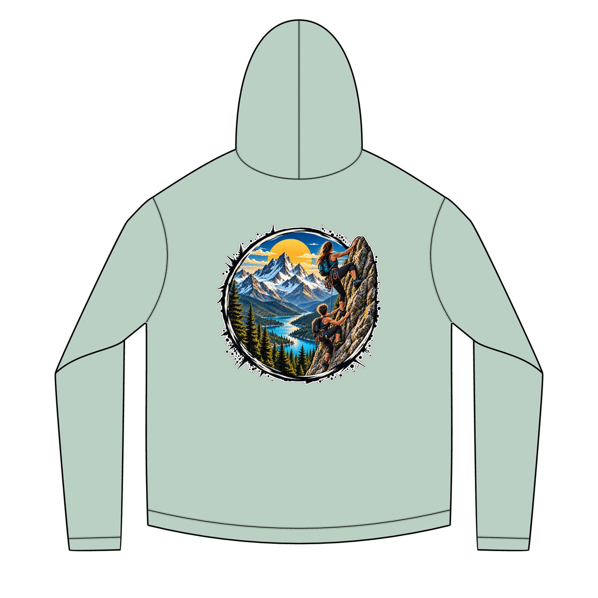 Solar Mountain Rock Climber Graphic Hoodie