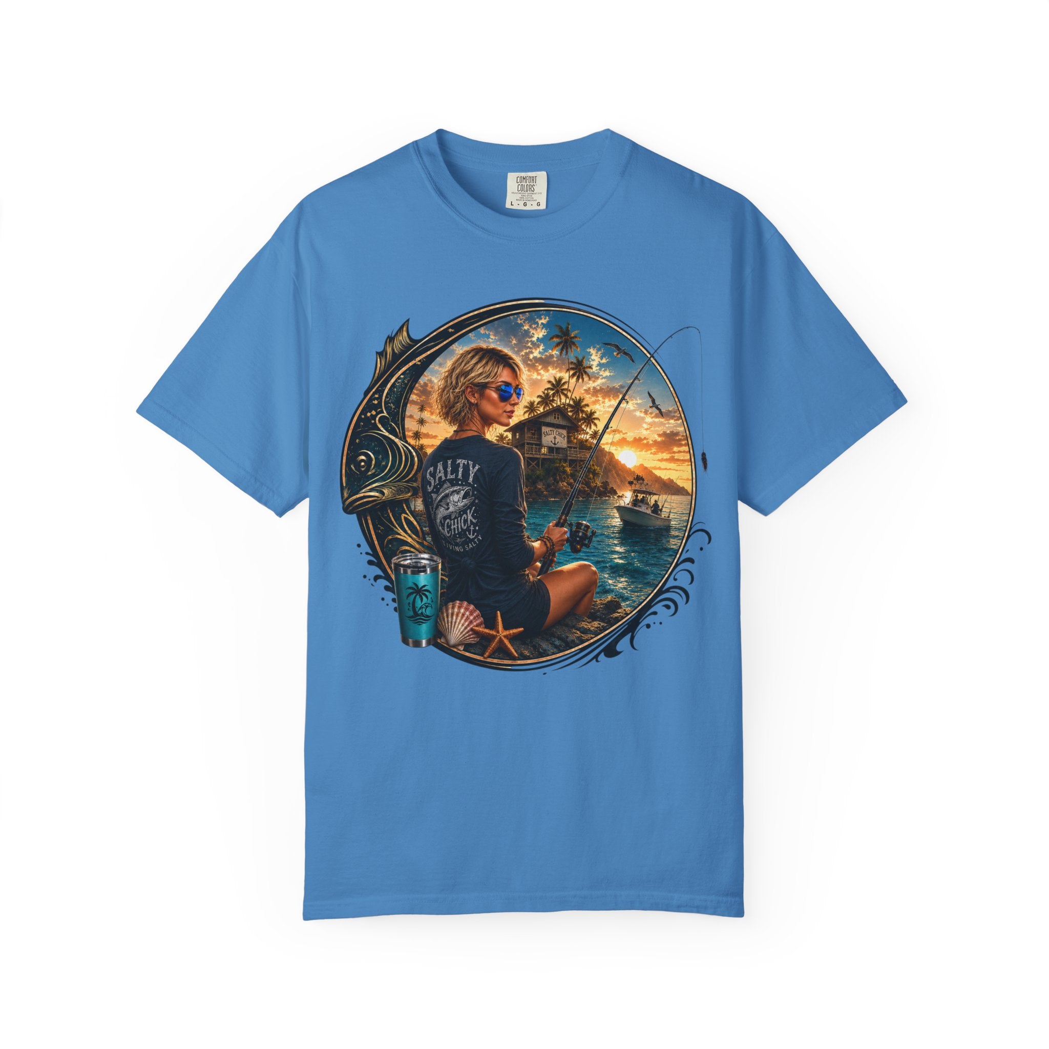 Salty Chick Saltwater & Sunsets Garment-Dyed Cotton Tee – Coastal Life