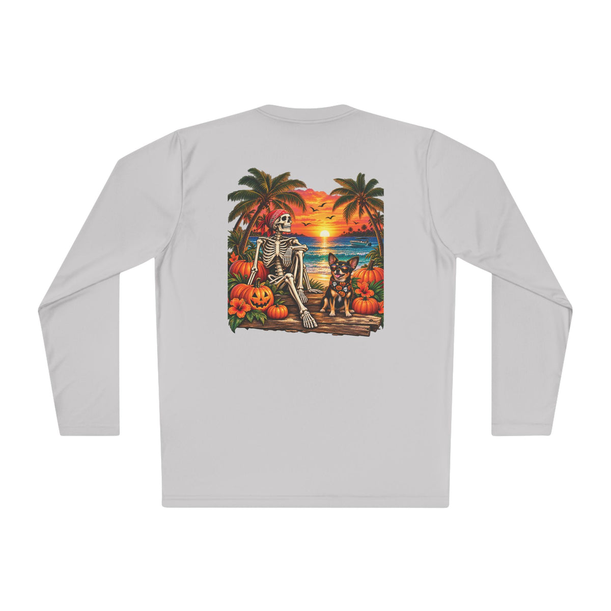 Spooky Shoreside Skeleton & Pup Long Sleeve Moisture Wicking Long Sleeve