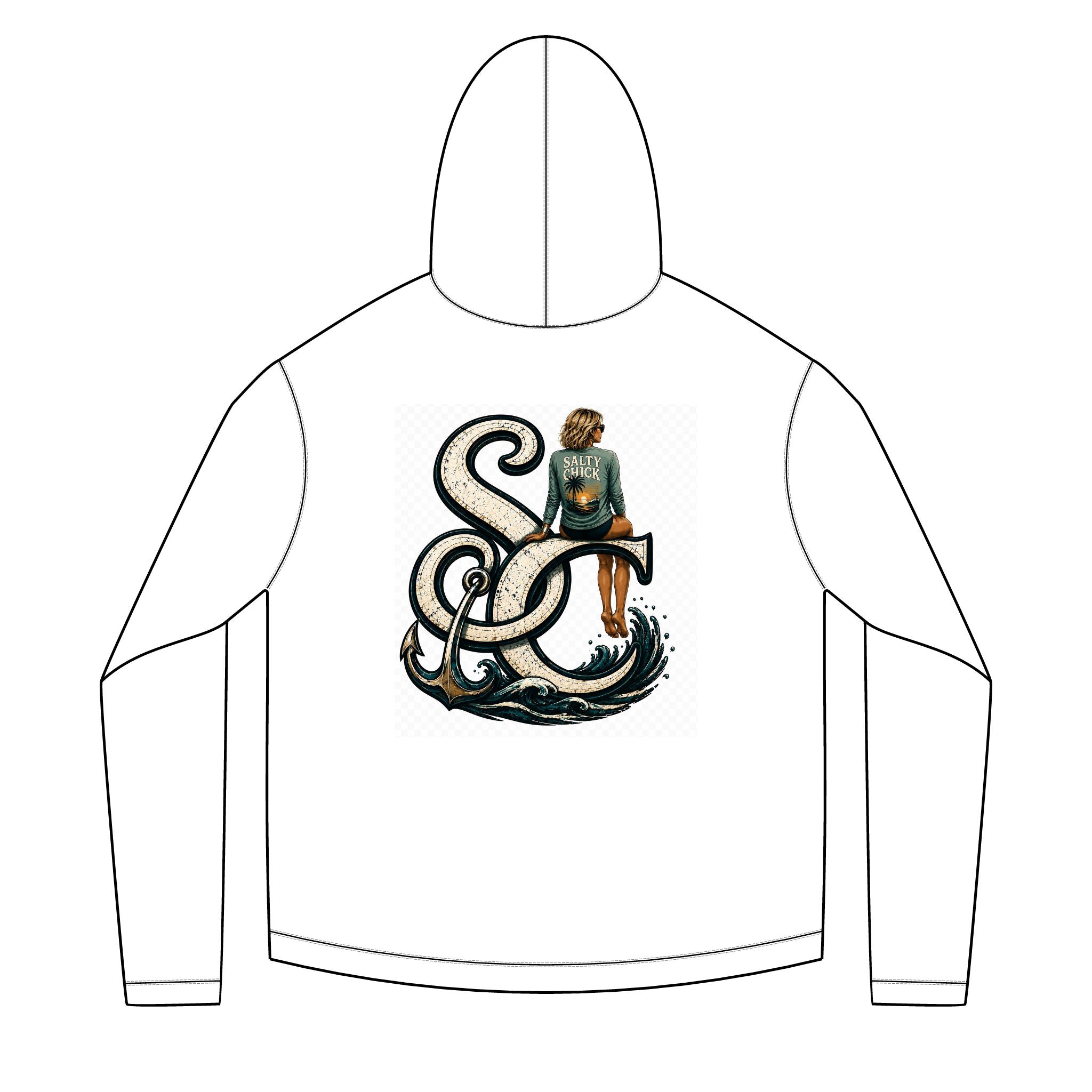 Salty Chick Blonde Logo Long Sleeve Solar Hoodie – Fishing