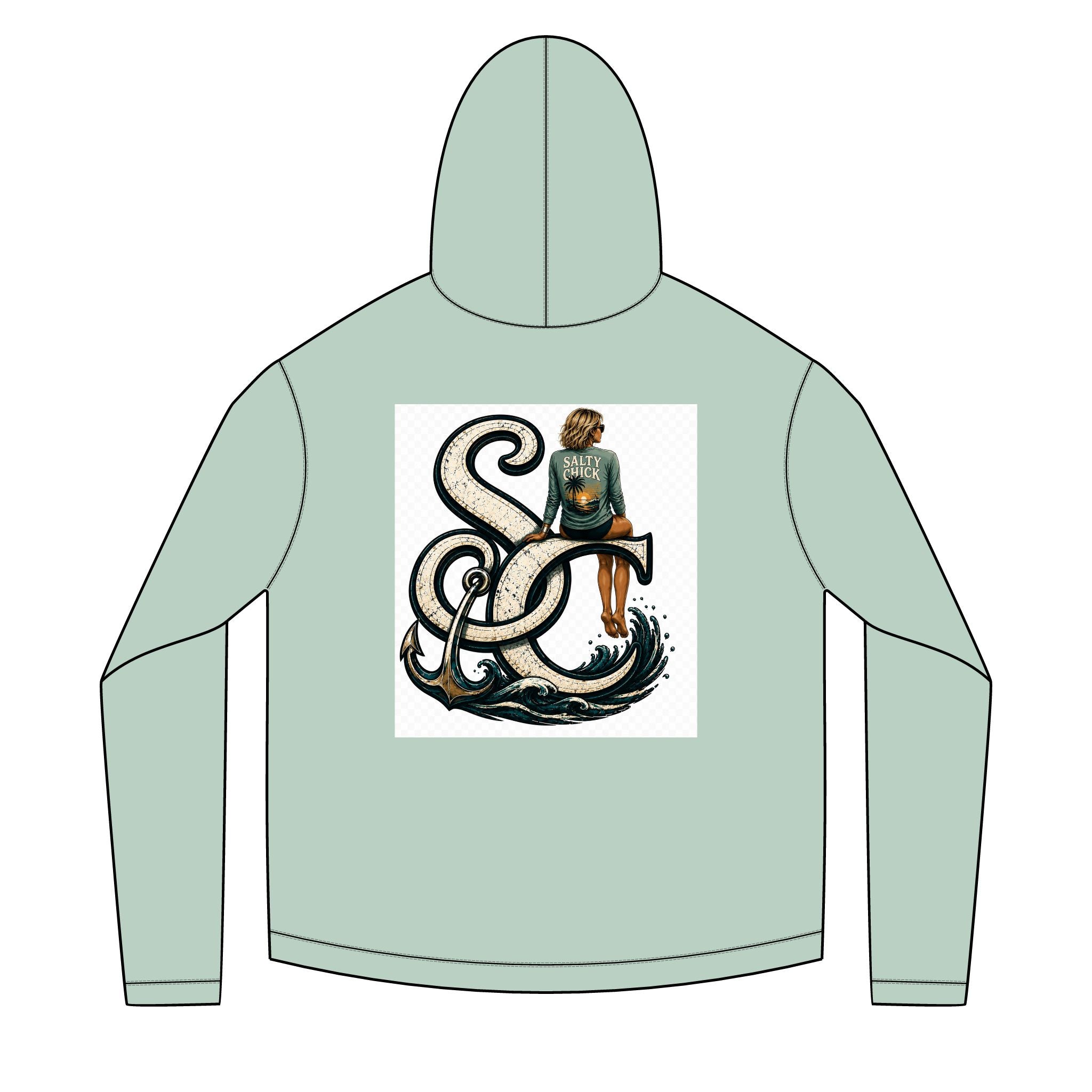 Salty Chick Blonde Logo Long Sleeve Solar Hoodie – Fishing