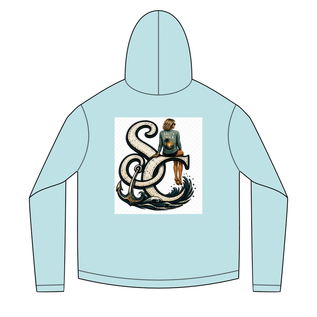 Salty Chick Blonde Logo Long Sleeve Solar Hoodie – Fishing