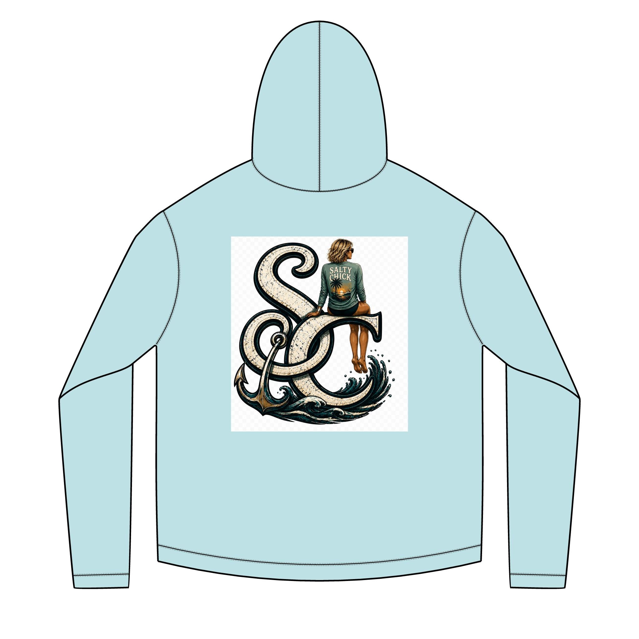Salty Chick Blonde Logo Long Sleeve Solar Hoodie – Fishing
