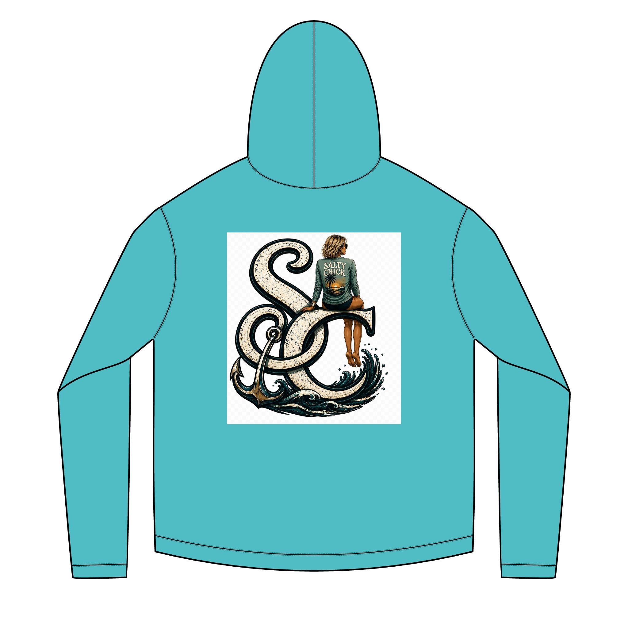 Salty Chick Blonde Logo Long Sleeve Solar Hoodie – Fishing