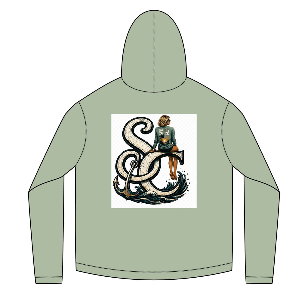 Salty Chick Blonde Logo Long Sleeve Solar Hoodie – Fishing