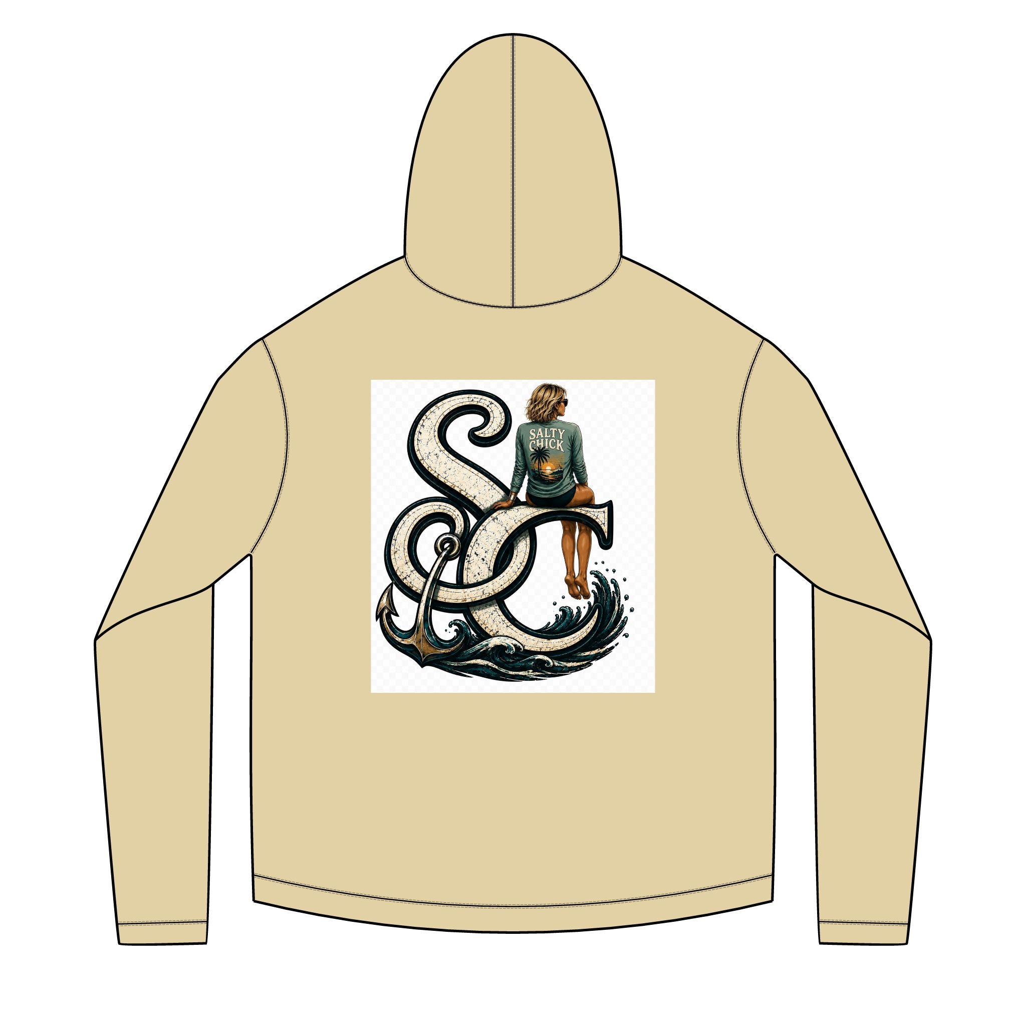 Salty Chick Blonde Logo Long Sleeve Solar Hoodie – Fishing