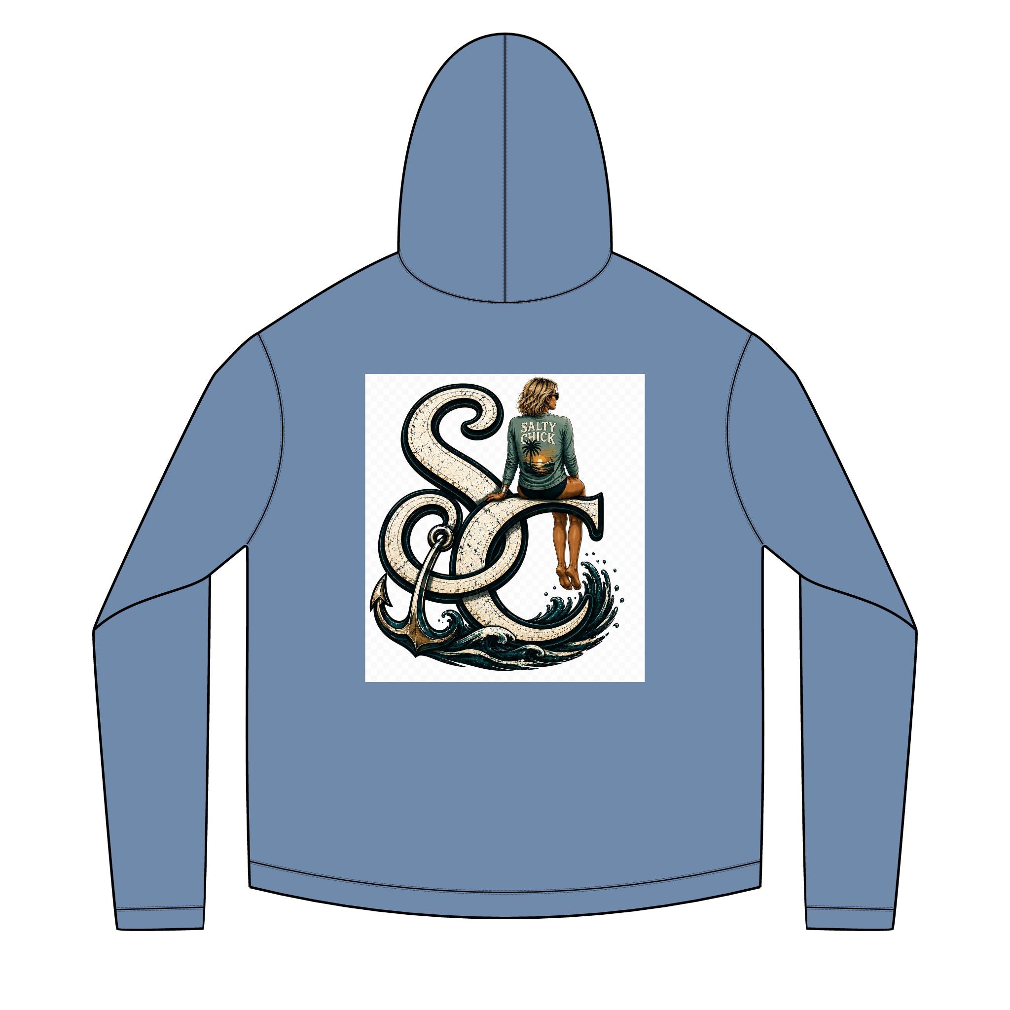 Salty Chick Blonde Logo Long Sleeve Solar Hoodie – Fishing