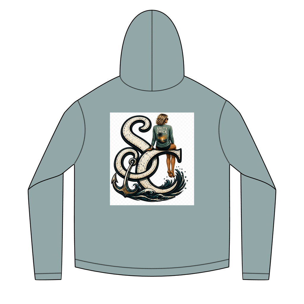 Salty Chick Blonde Logo Long Sleeve Solar Hoodie – Fishing