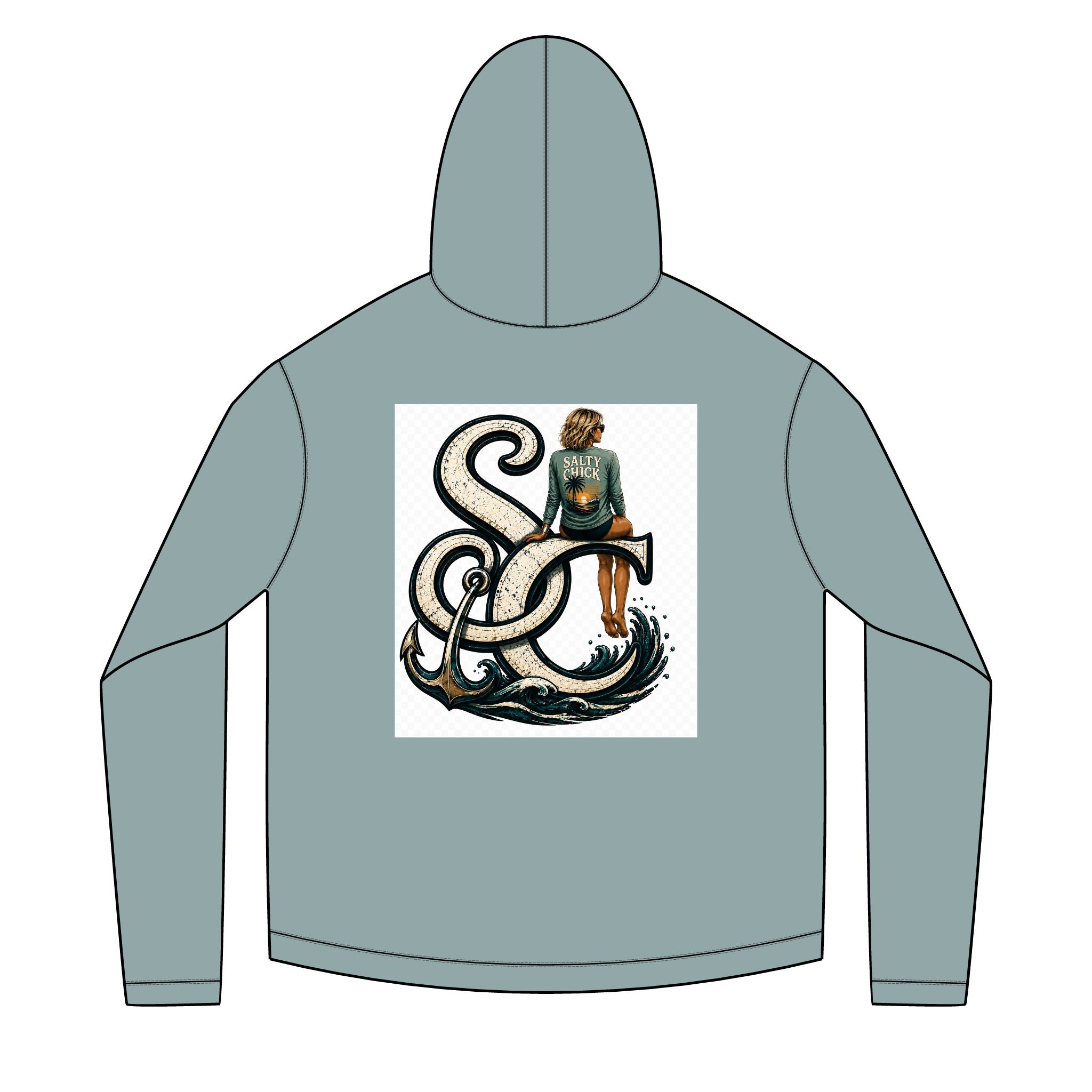 Salty Chick Blonde Logo Long Sleeve Solar Hoodie – Fishing