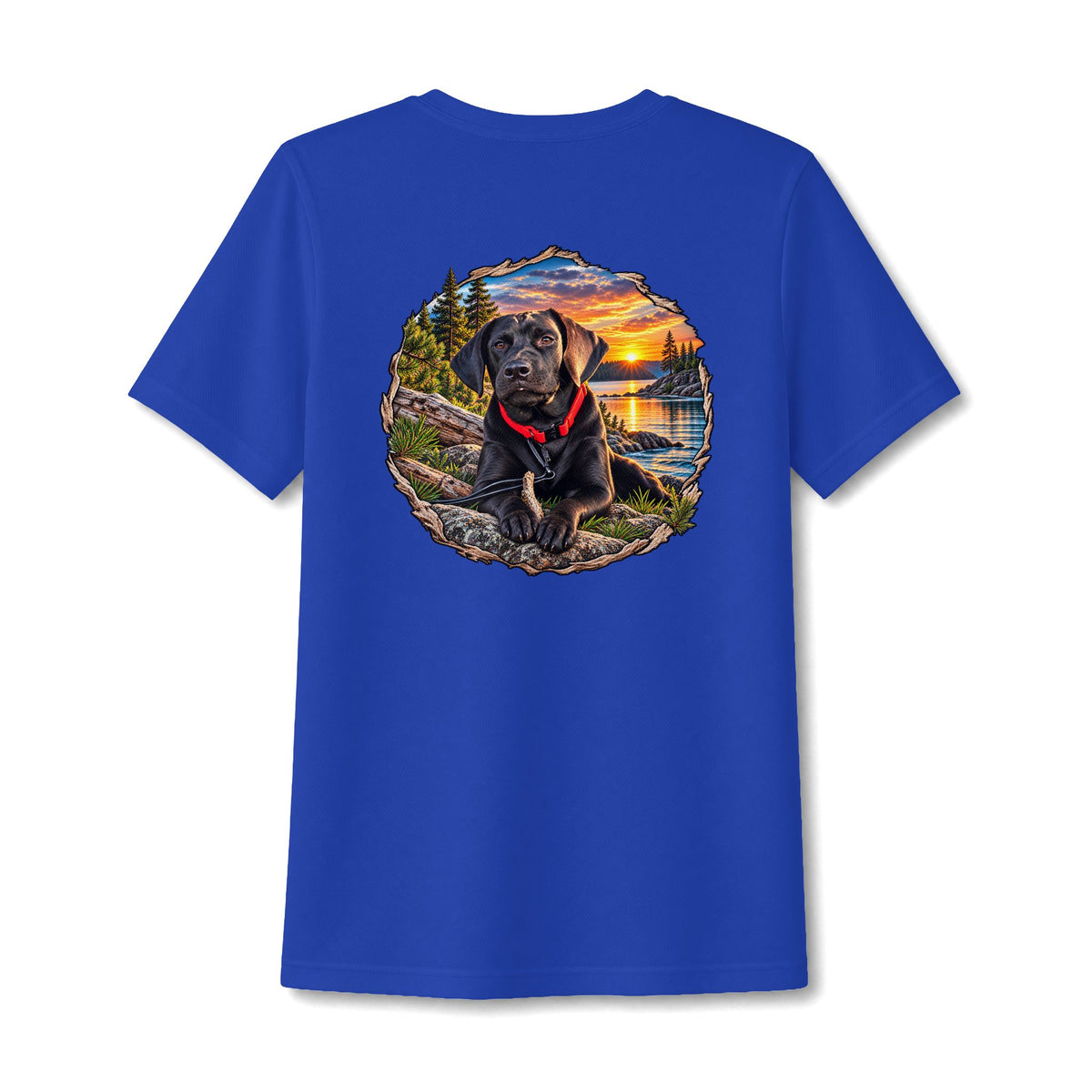 Dog Lake Sunset V-Neck Tee — Choc Lab