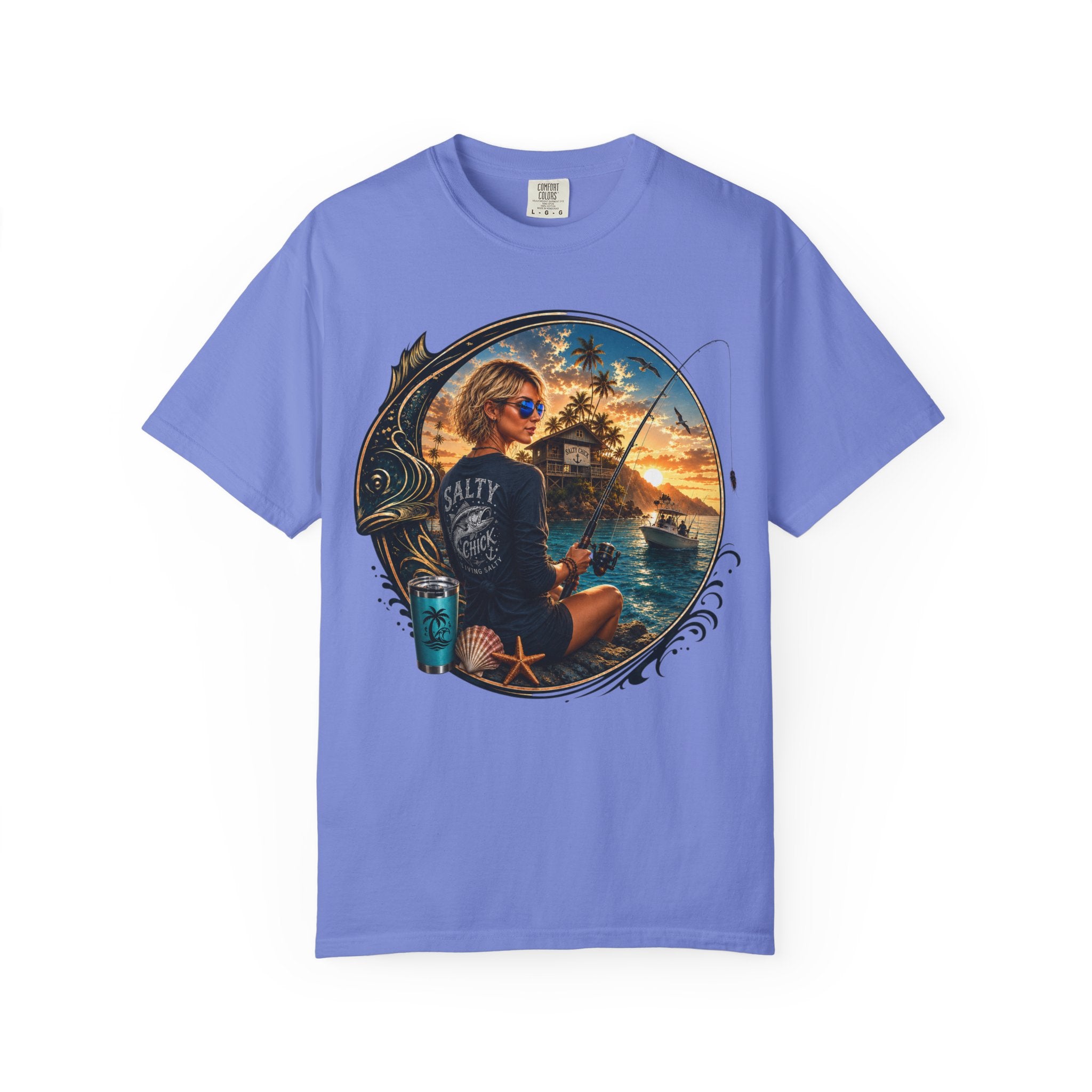 Salty Chick Saltwater & Sunsets Garment-Dyed Cotton Tee – Coastal Life