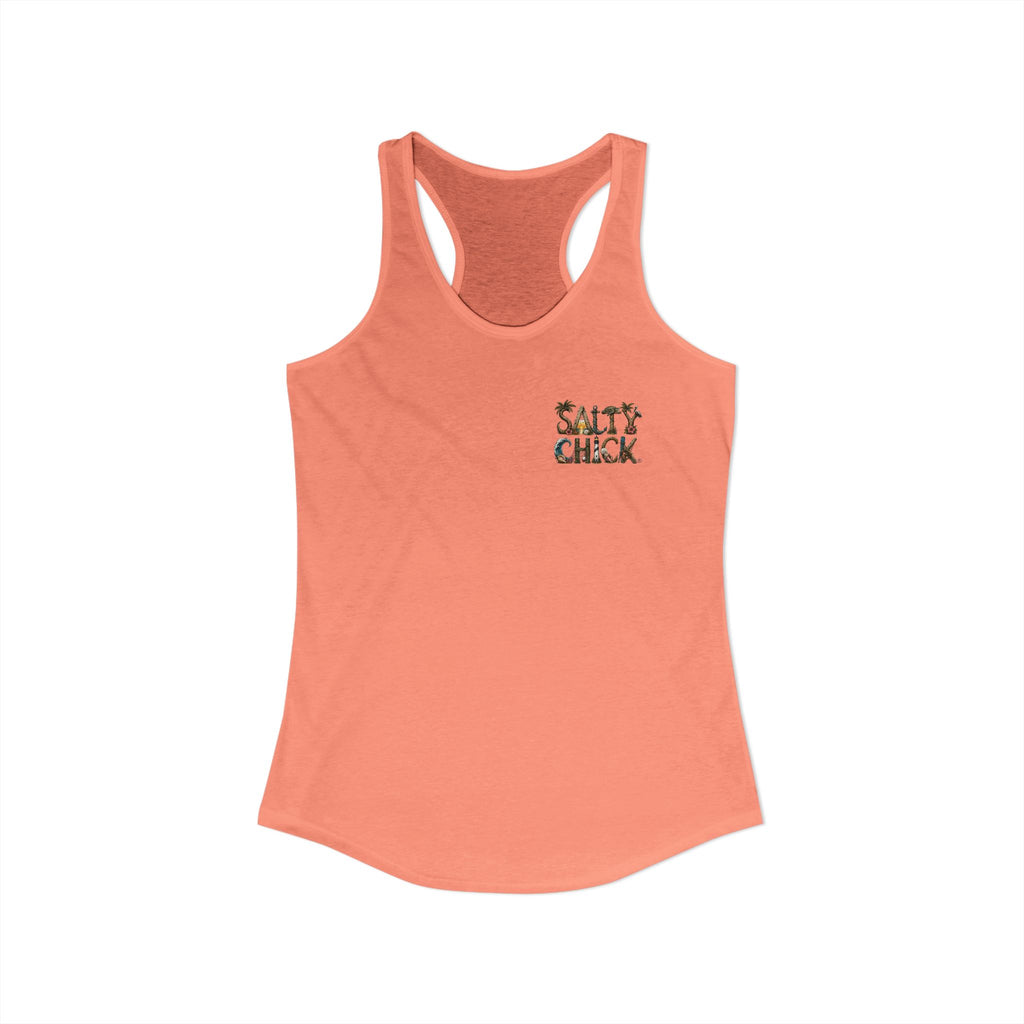 Performance Racerback Tank-Land Salty Chick lettering