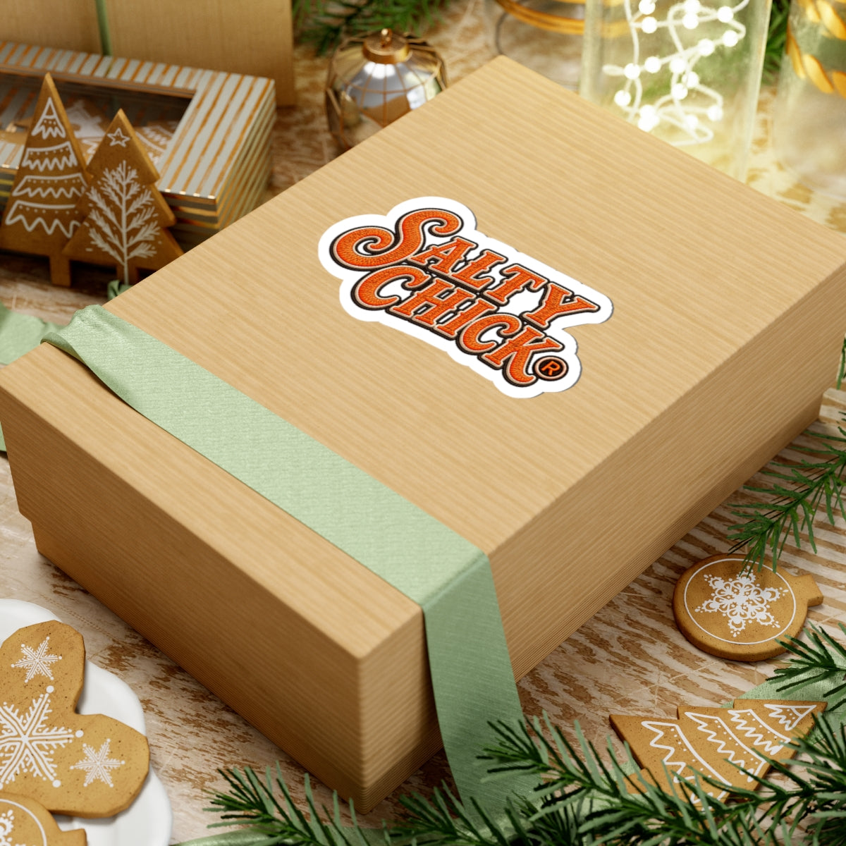 Salty Chick Orange Lettering Kiss-Cut Vinyl Sticker
