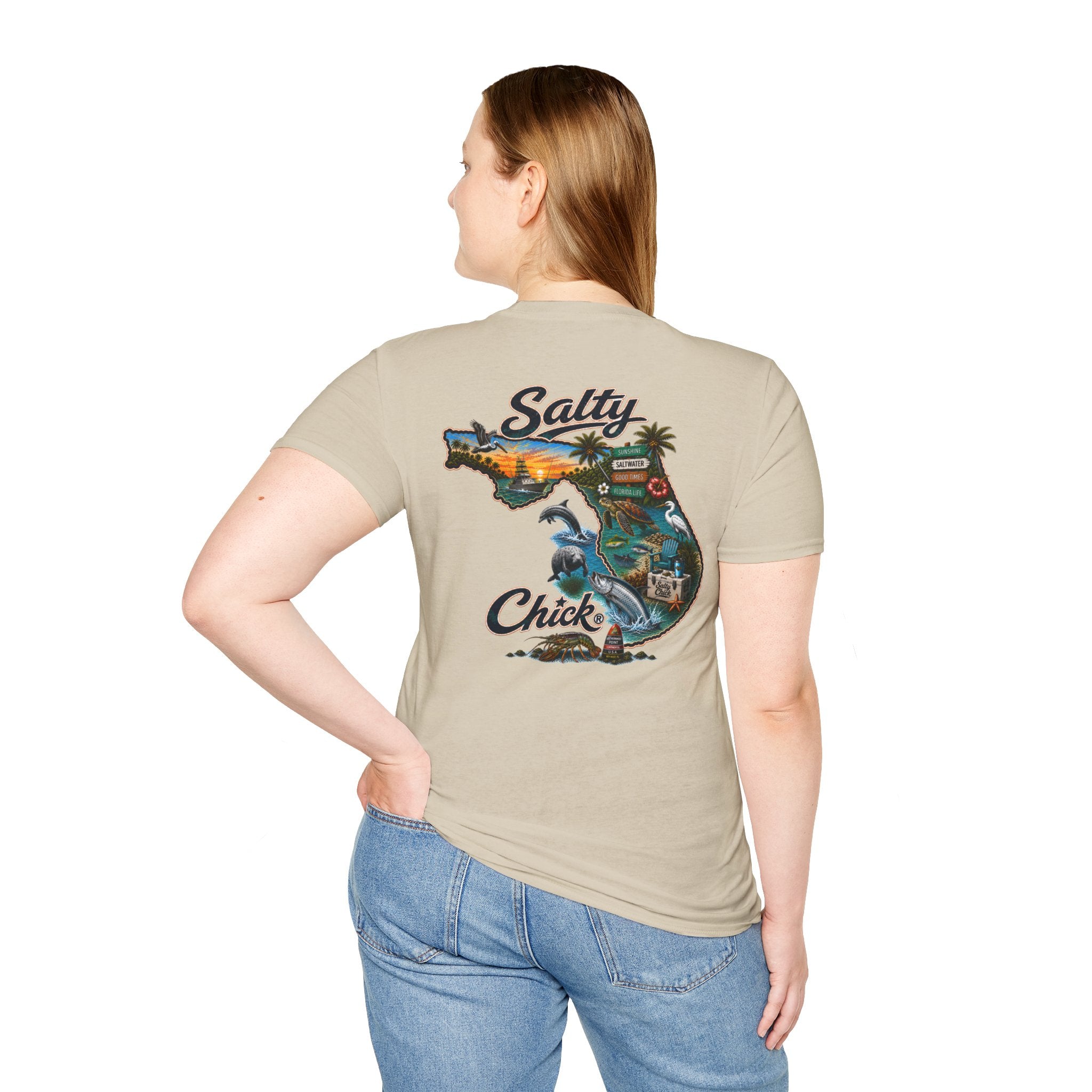 Salty Chick State of Florida Cotton Tee – Coastal Life