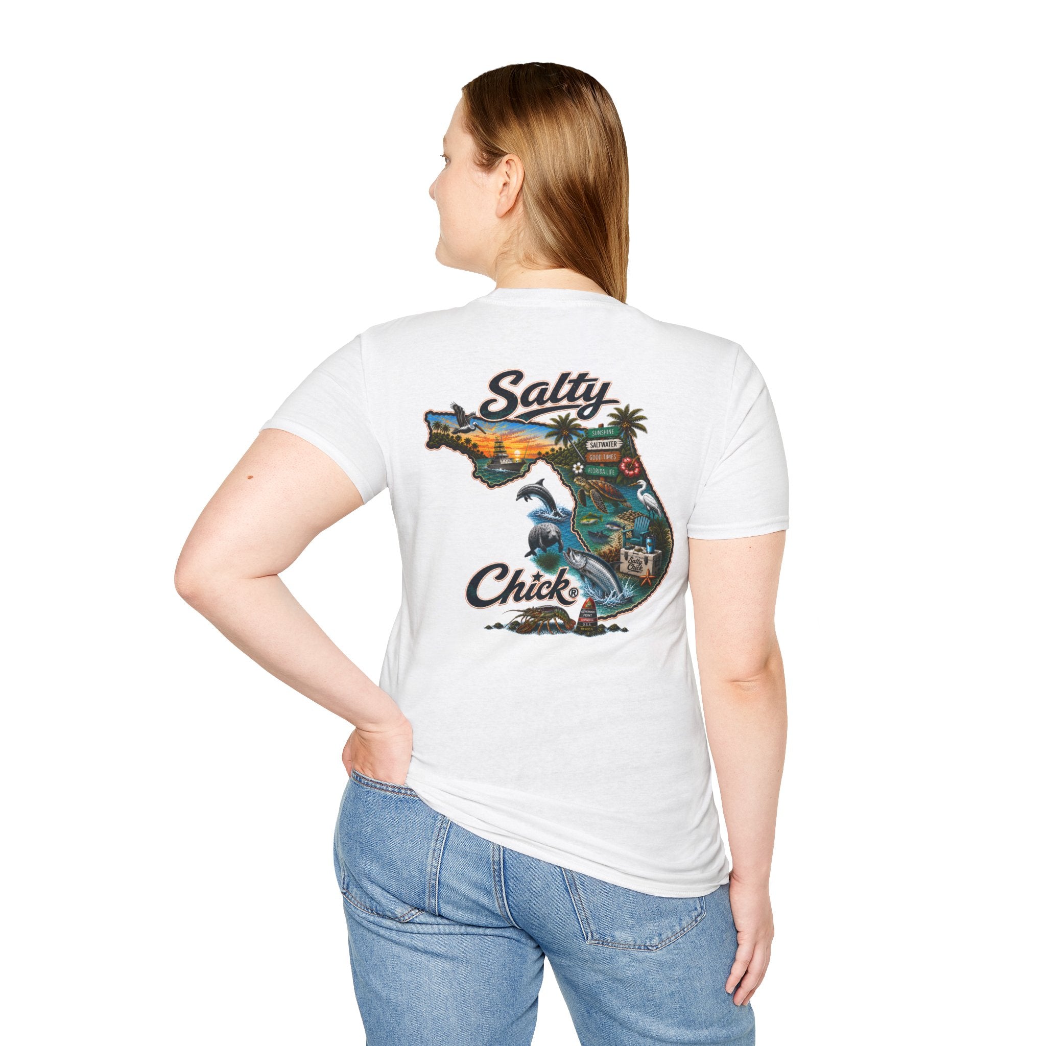 Salty Chick State of Florida Cotton Tee – Coastal Life
