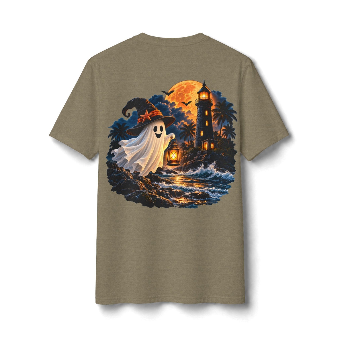 Moonlit Lighthouse Ghost Halloween Shirt