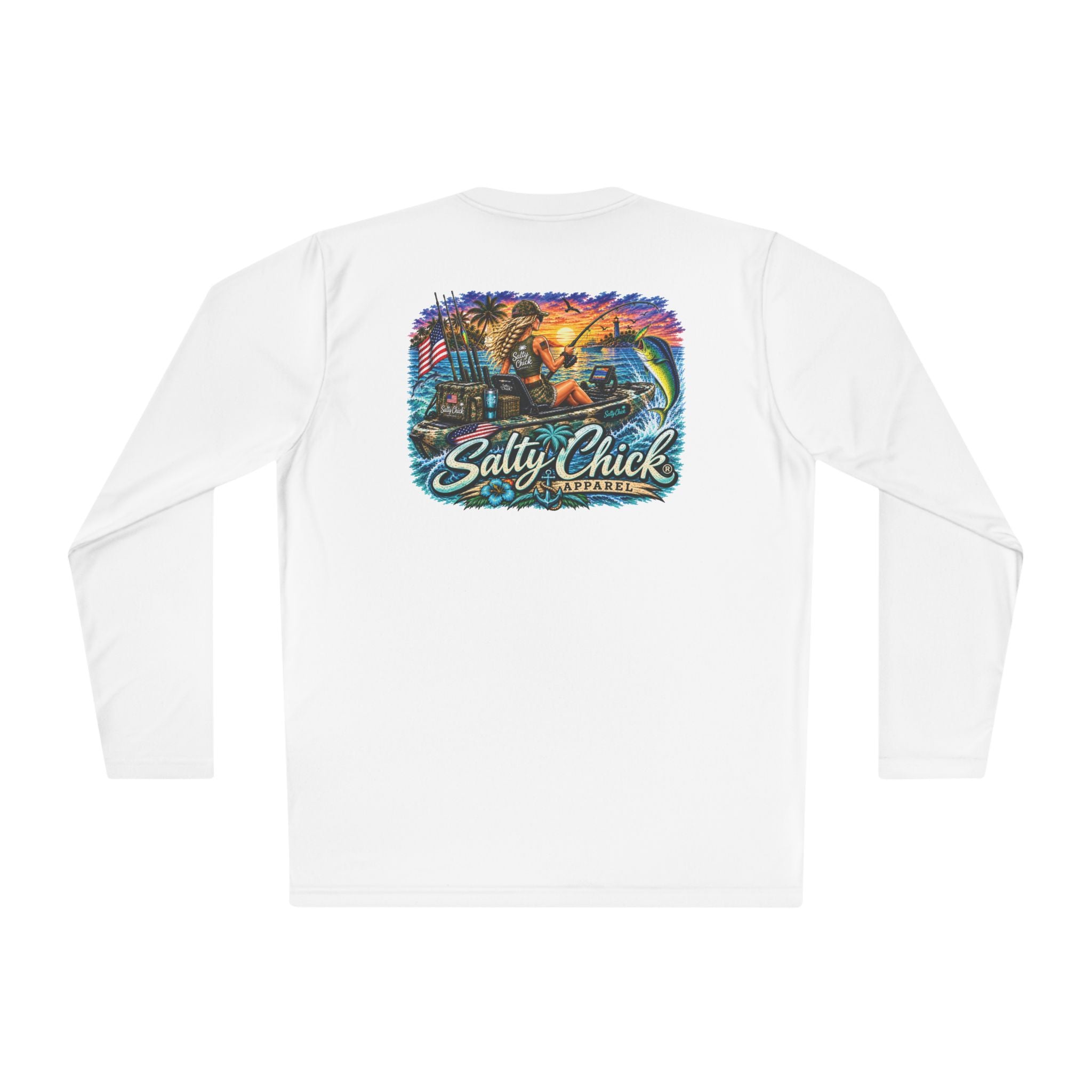 Moisture Wicking Long Sleeve-Fishing Military on kayak