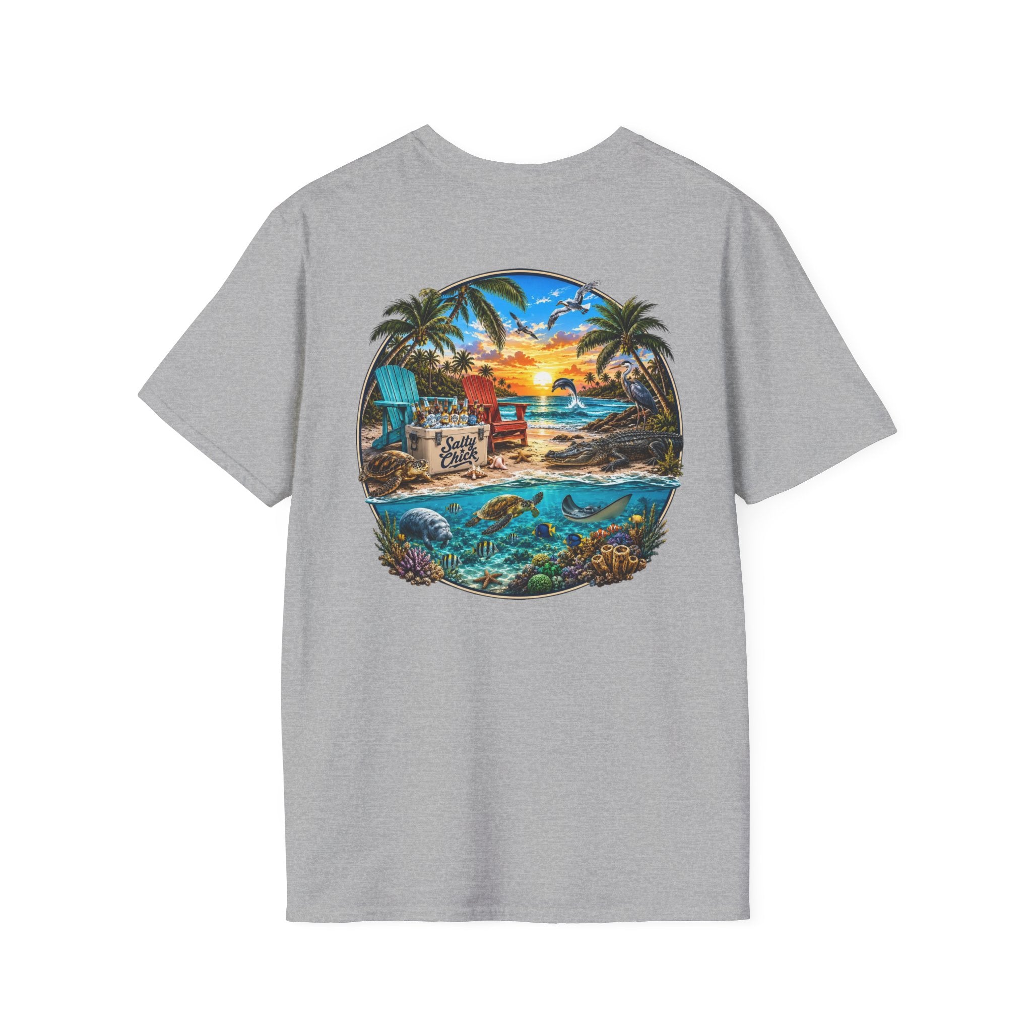 Salty Chick Beach Scene Cotton Tee – Coastal Life