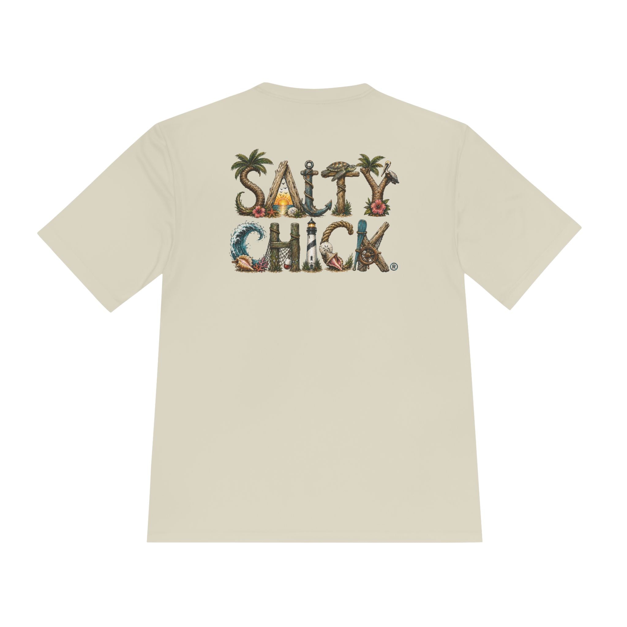 Salty Chick Lettering Moisture Wicking Short Sleeve – Coastal Life