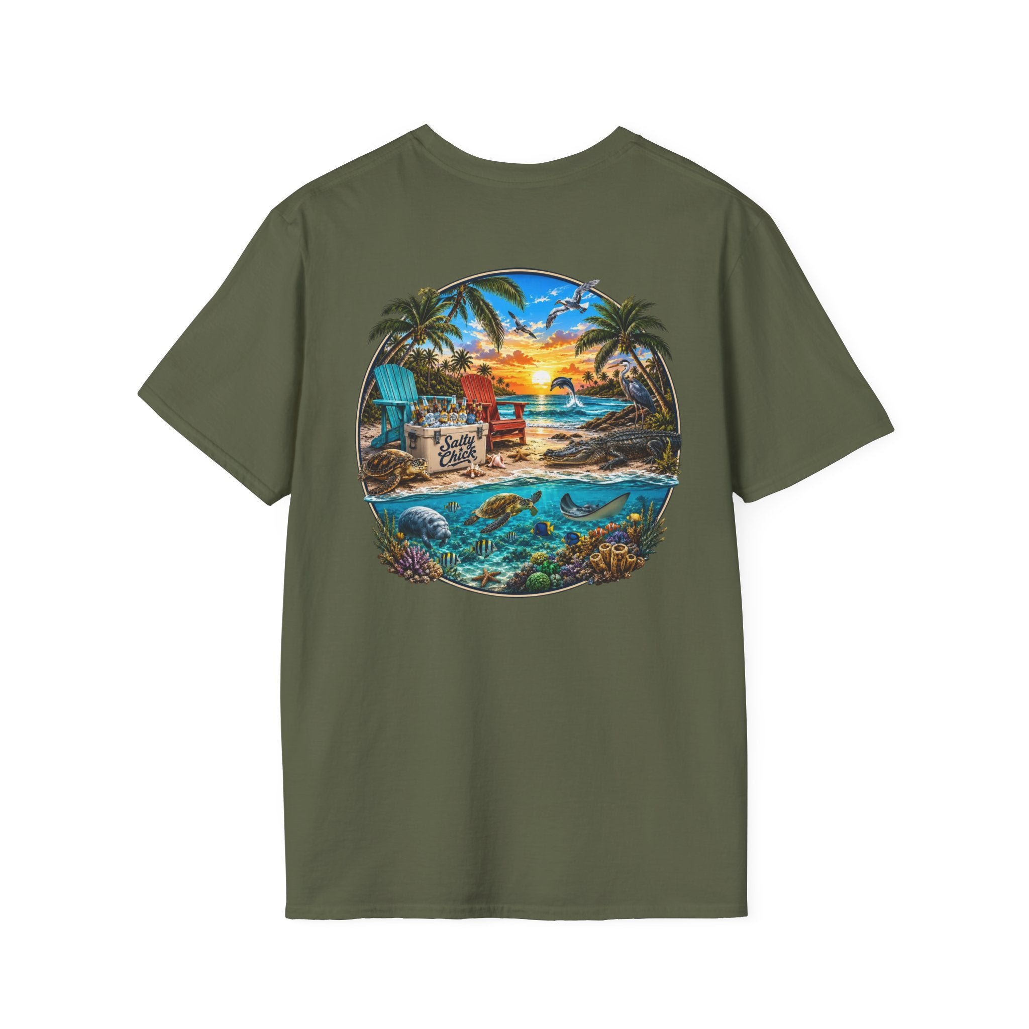 Salty Chick Beach Scene Cotton Tee – Coastal Life
