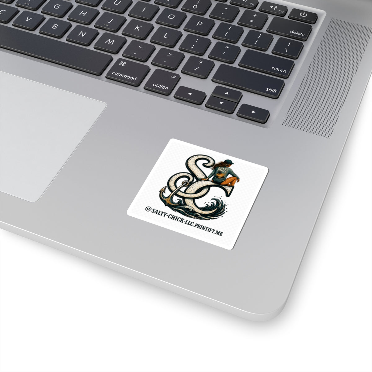 Salty Chick Brunette Logo + Website Kiss-Cut Vinyl Sticker
