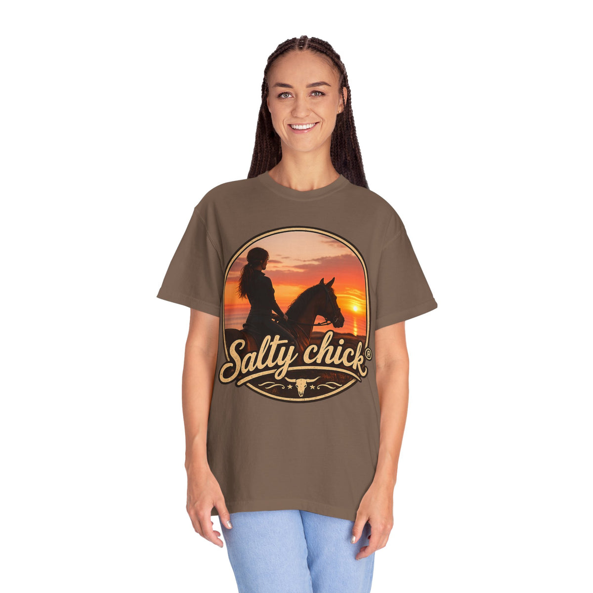 Salty Chick Sunset Ride Garment-Dyed Cotton Tee – Coastal Life