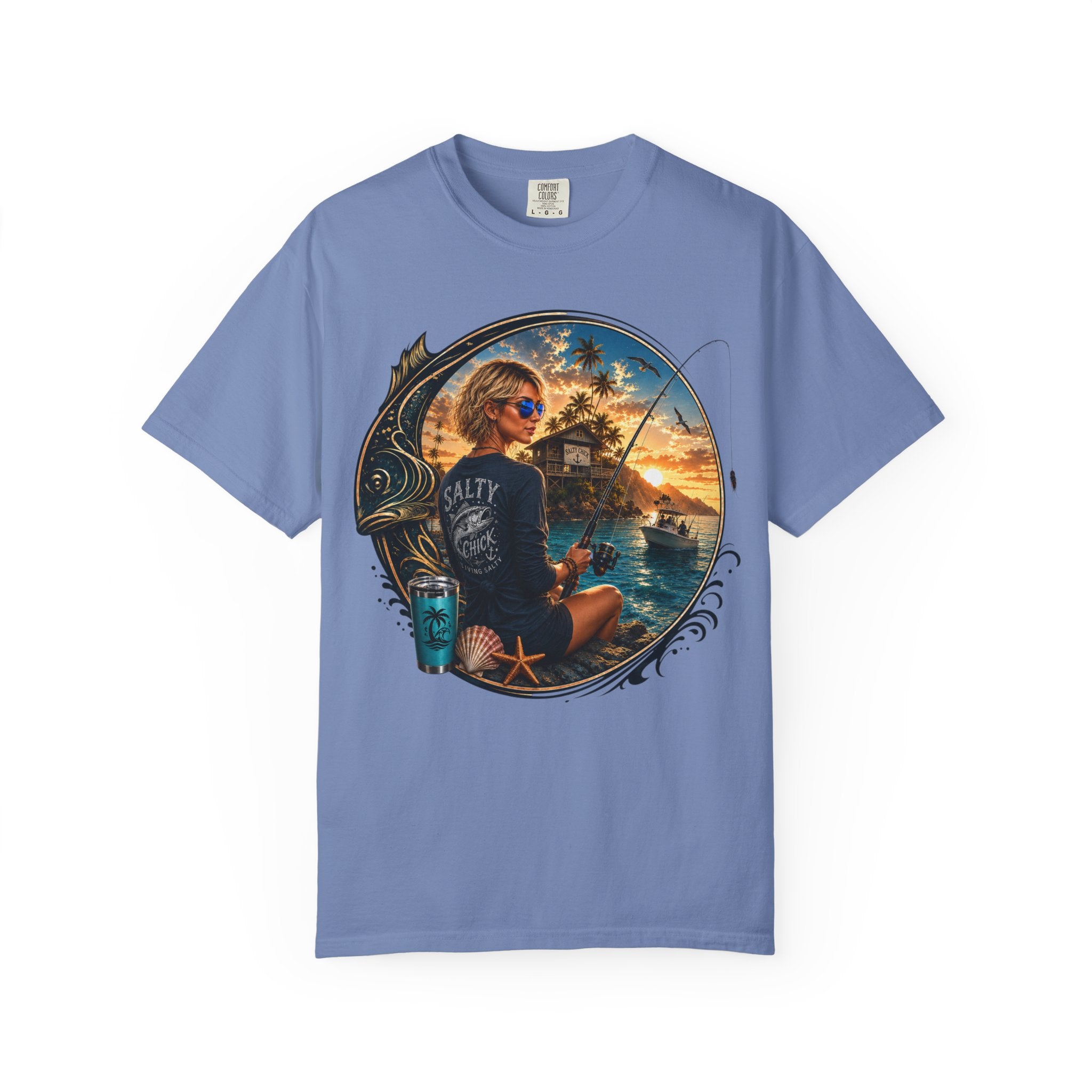Salty Chick Saltwater & Sunsets Garment-Dyed Cotton Tee – Coastal Life