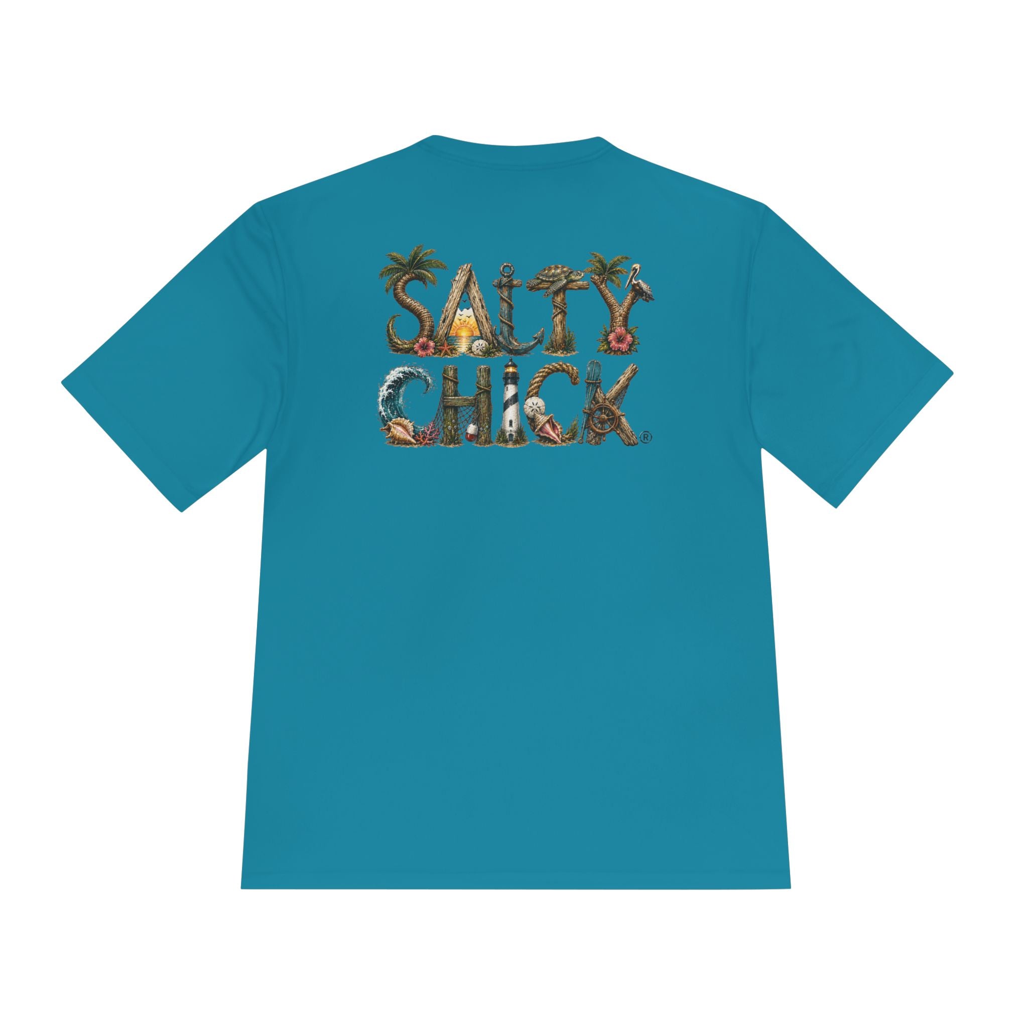 Salty Chick Lettering Moisture Wicking Short Sleeve – Coastal Life