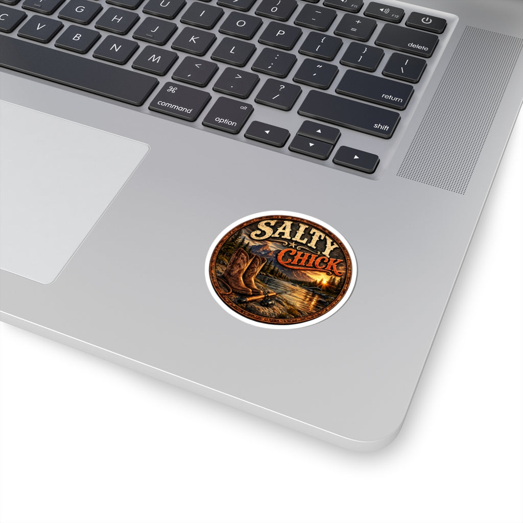 Salty Chick Boots & Fishing Pole Kiss-Cut Vinyl Sticker