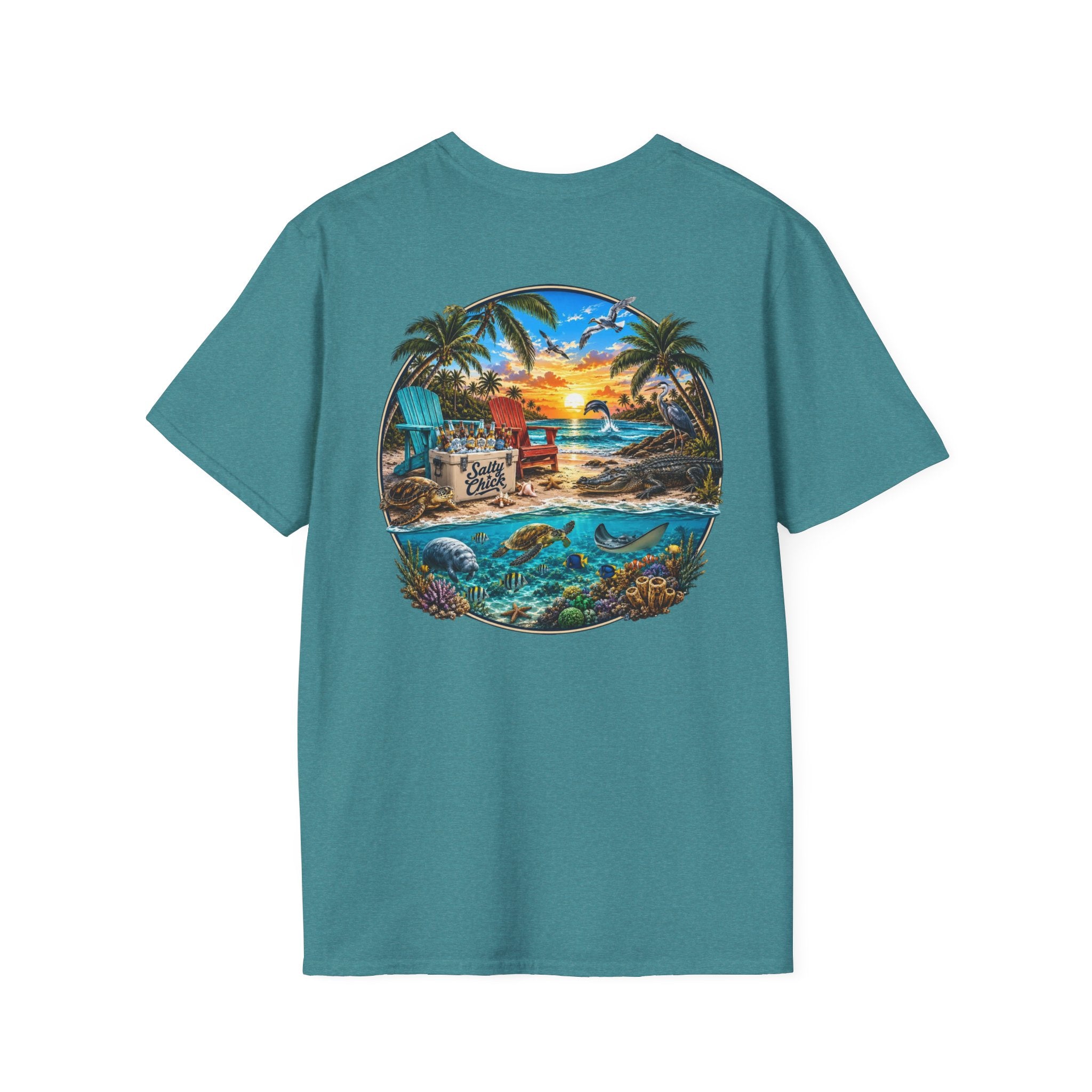 Salty Chick Beach Scene Cotton Tee – Coastal Life