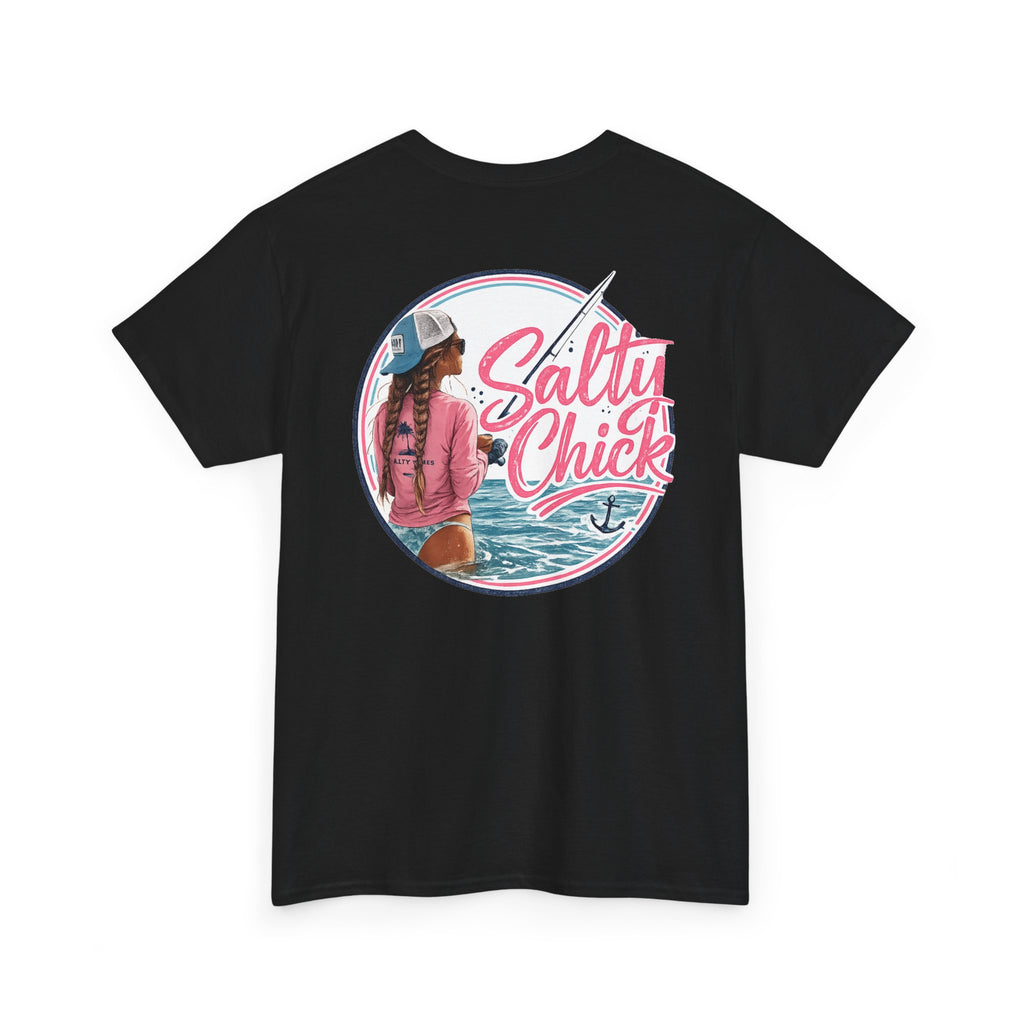 Salty Chick Hooked & Happy Heavy Cotton Tee – Fishing