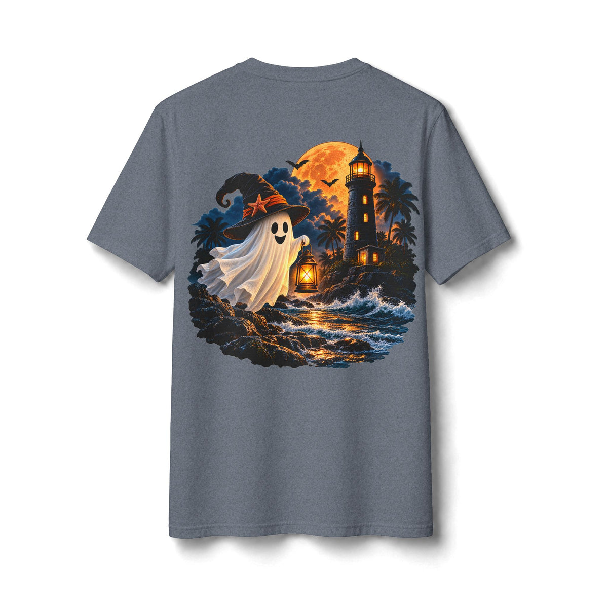 Moonlit Lighthouse Ghost Halloween Shirt