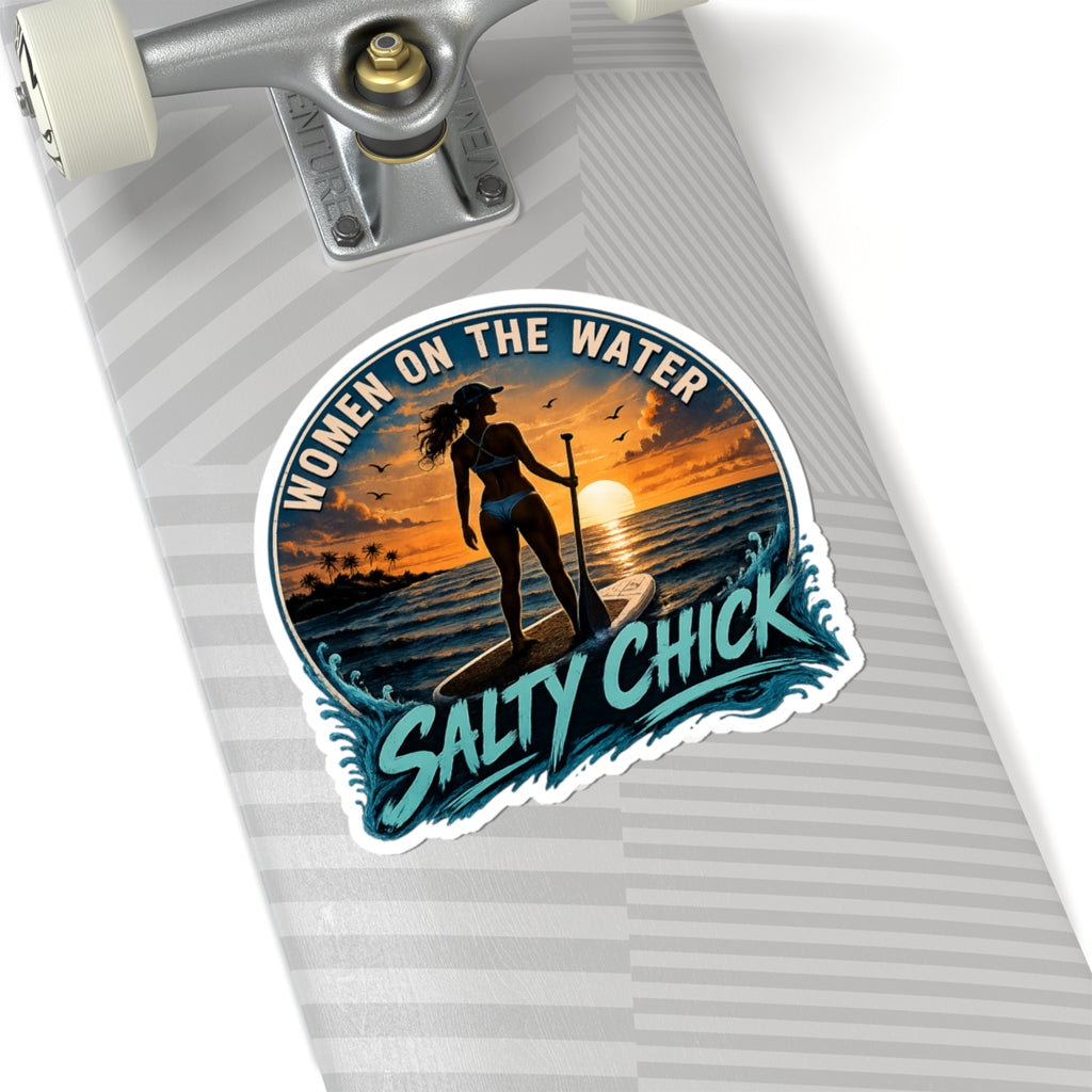 Salty Chick Paddle Boarder Kiss-Cut Vinyl Sticker