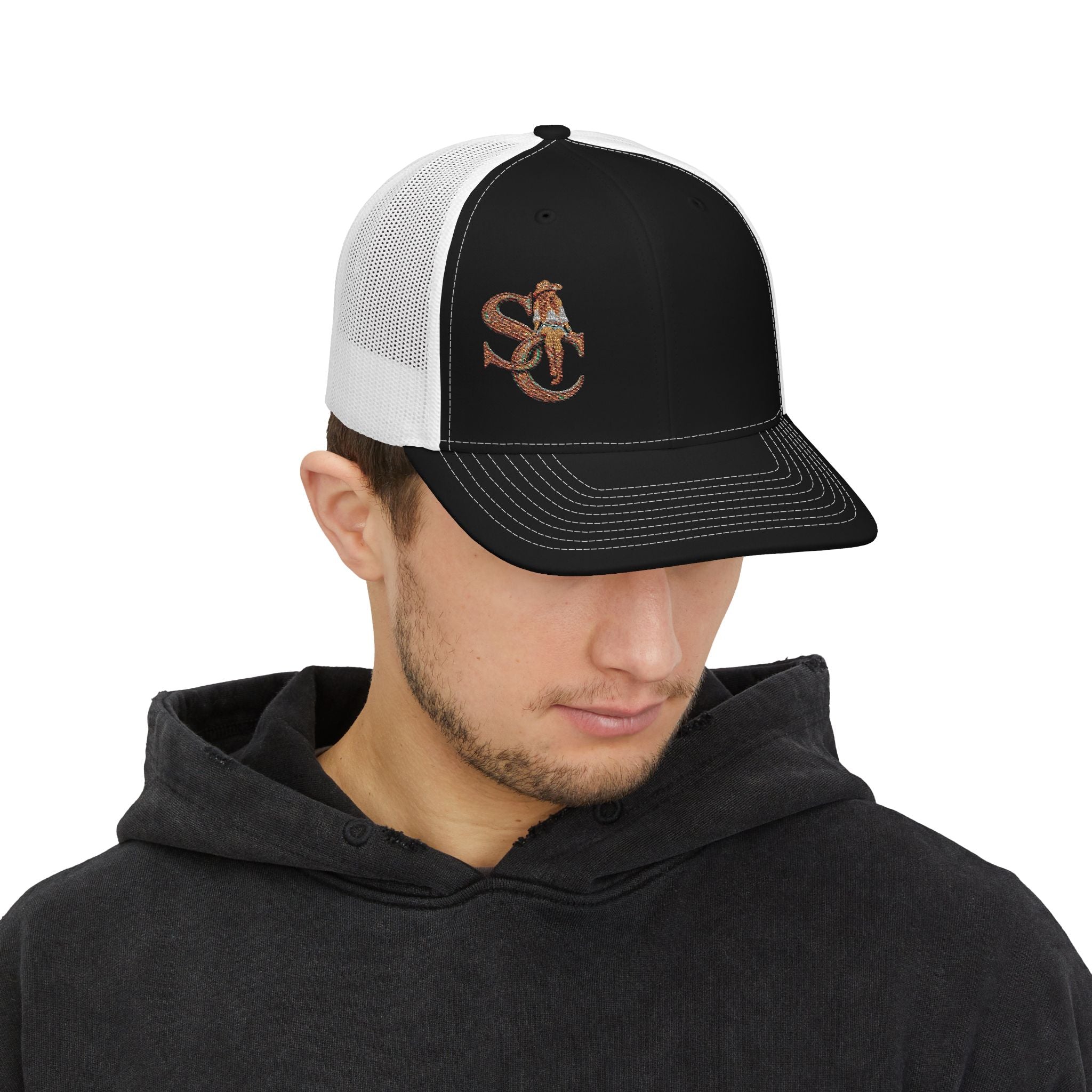 SC Cowgril Embroidered Trucker Snapback Hat-Salty Chick lettering