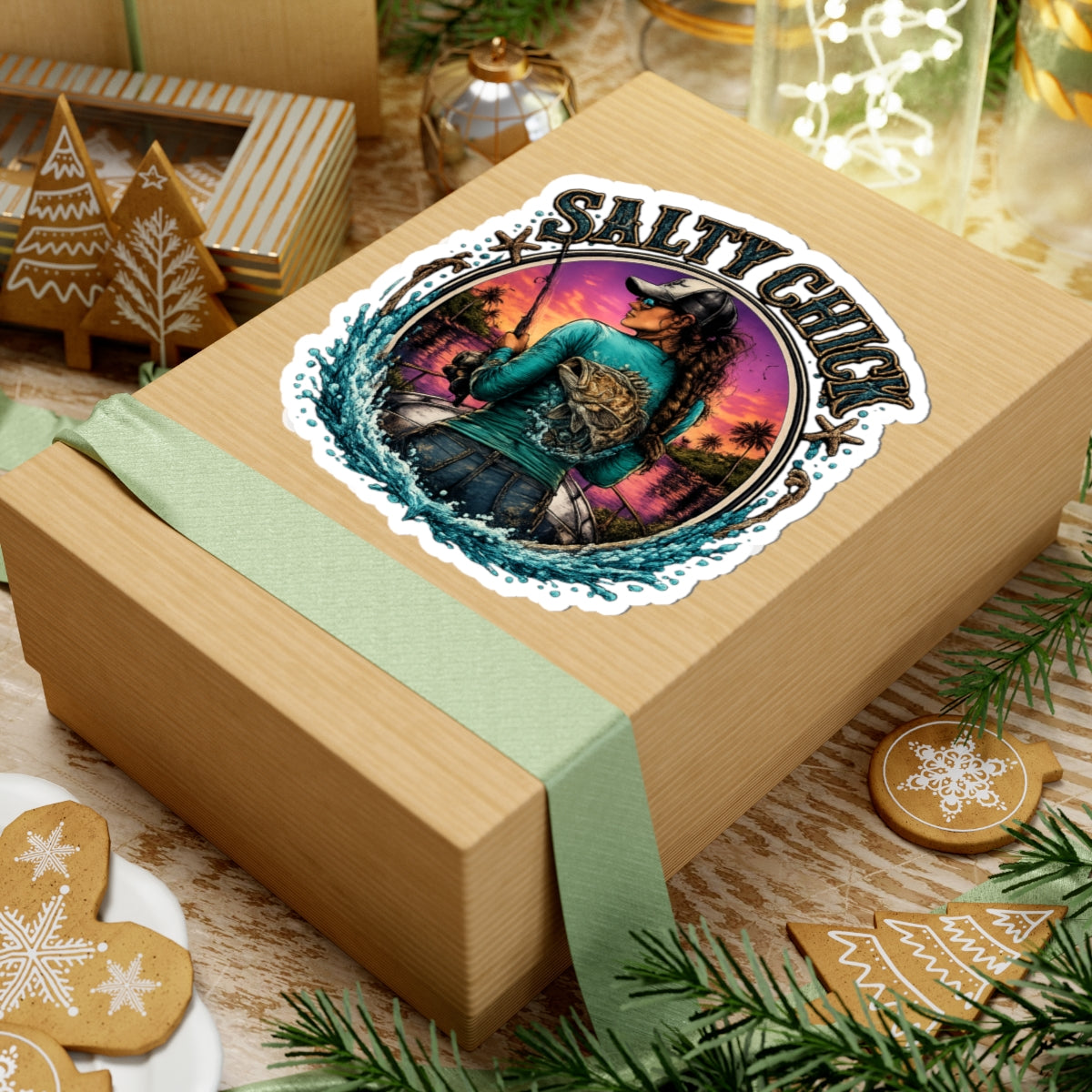 Salty Chick Grouper Fishing Kiss-Cut Vinyl Sticker