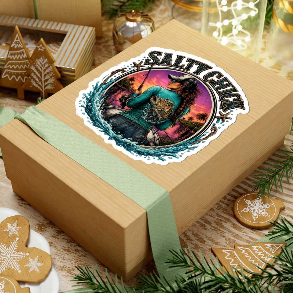 Salty Chick Fishing Kiss-Cut Vinyl Sticker